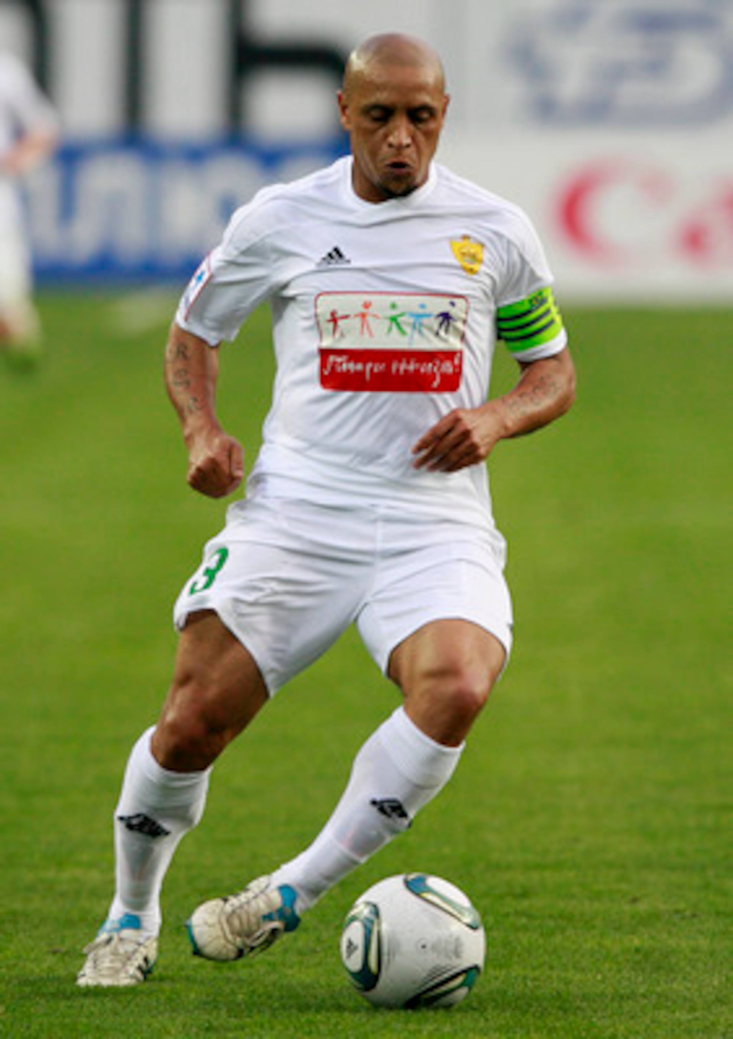 KHIMKI, RUSSIA - JUNE 14: Roberto Carlos of FC Anzhi Makhachkala in action during the Russian Premier League match between PFC CSKA Moscow and FC Anzhi Makhachkala at Arena Khimki on June 14, 2011 in Khimki, Russia.  (Photo by Dmitry Korotayev/Epsilon/Get