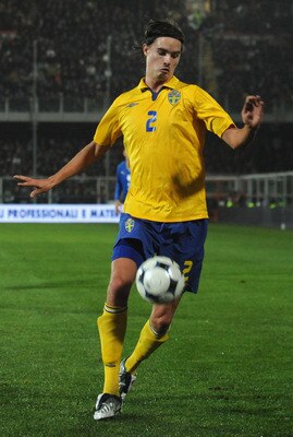 CESENA, ITALY - NOVEMBER 18:  Mikael Lustig of Sweden in action during the international friendly match between Italy and Sweden at Dino Manuzzi Stadium on November 18, 2009 in Cesena, Italy.  (Photo by Valerio Pennicino/Getty Images)
