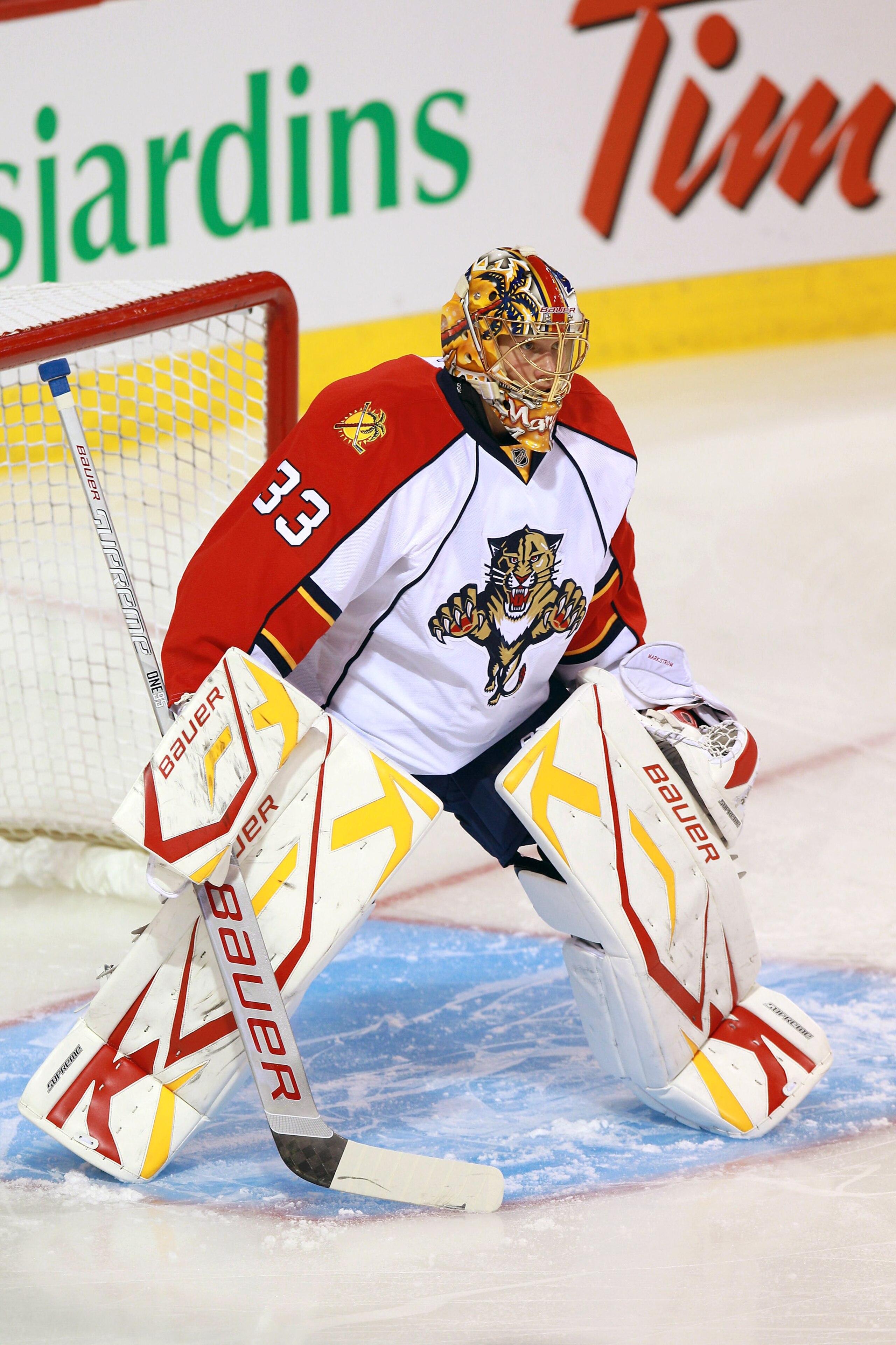 MONTREAL, CANADA - SEPTEMBER 27:  Jacob Markstrom #33  of the Florida Panthers skates against the Montreal Canadiens at the Bell Centre on September 27, 2010 in Montreal, Canada. (Photo by Bruce Bennett/Getty Images)