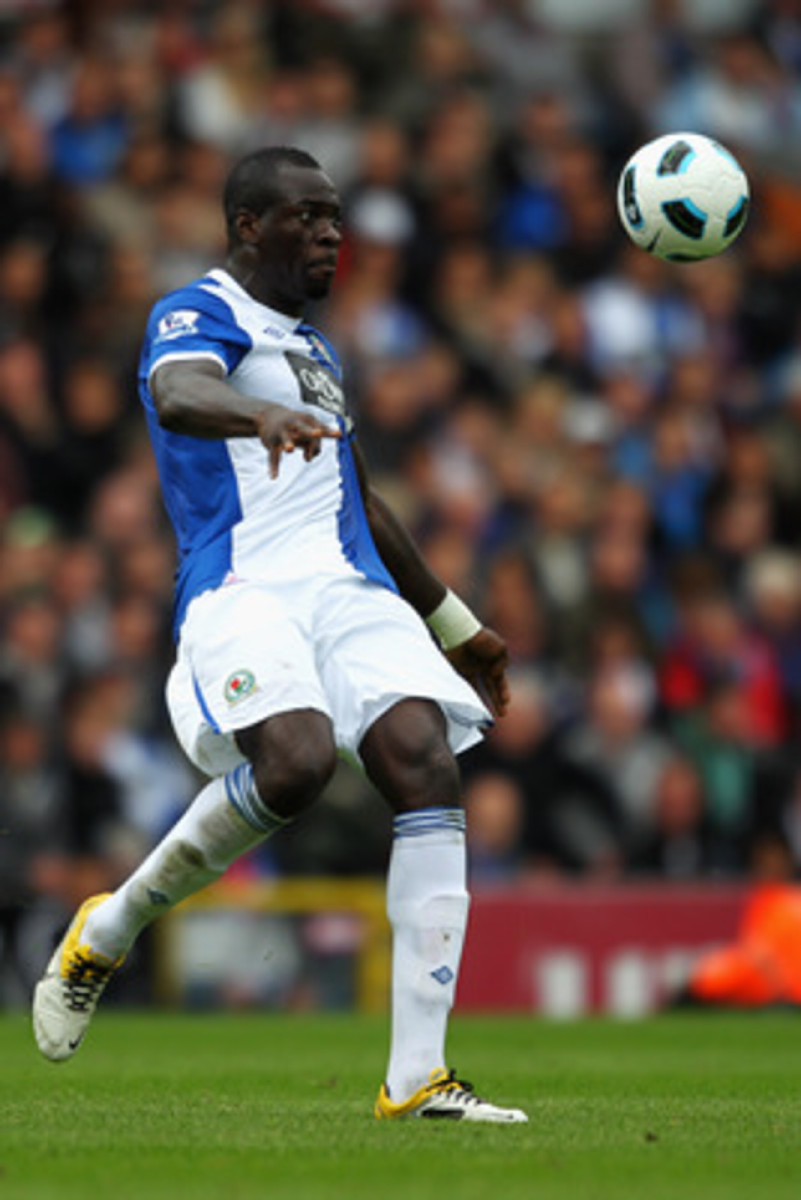 BLACKBURN, ENGLAND - MAY 14:  Chris Samba of Blackburn clears the ball during the Barclays Premier League match between Blackburn Rovers and Manchester United at Ewood park on May 14, 2011 in Blackburn, England.  (Photo by Dean Mouhtaropoulos/Getty Images