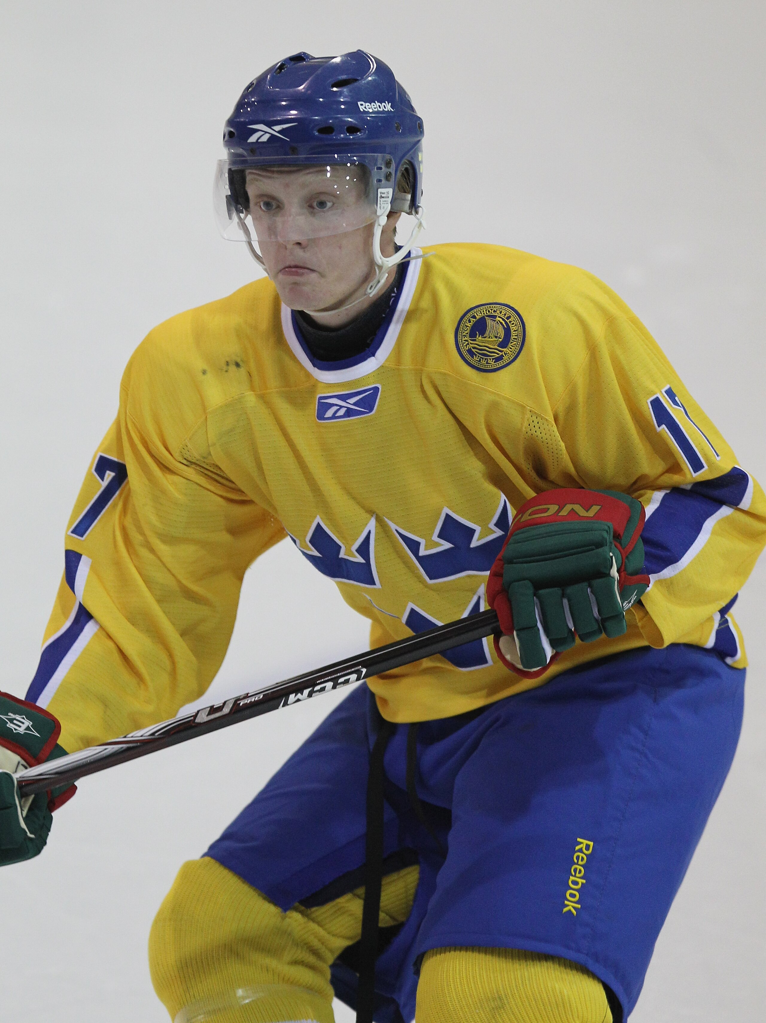 LAKE PLACID, NY - AUGUST 05:  Carl Klingberg #17 of Team Sweden skates against Team Finland at the USA Hockey National Evaluation Camp on August 5, 2010 in Lake Placid, New York.  (Photo by Bruce Bennett/Getty Images)