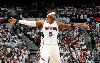 ATLANTA, GA - MAY 12: Josh Smith #5 of the Atlanta Hawks against the Chicago Bulls in Game Six of the Eastern Conference Semifinals in the 2011 NBA Playoffs at Phillips Arena on May 12, 2011 in Atlanta, Georgia. NOTE TO USER: User expressly acknowledges ATLANTA, GA - MAY 12: Josh Smith #5 of the Atlanta Hawks against the Chicago Bulls in Game Six of the Eastern Conference Semifinals in the 2011 NBA Playoffs at Phillips Arena on May 12, 2011 in Atlanta, Georgia. NOTE TO USER: User expressly acknowledges