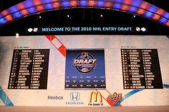 LOS ANGELES, CA - JUNE 25:  A view of the draft boards during the 2010 NHL Entry Draft at Staples Center on June 25, 2010 in Los Angeles, California.  (Photo by Bruce Bennett/Getty Images)