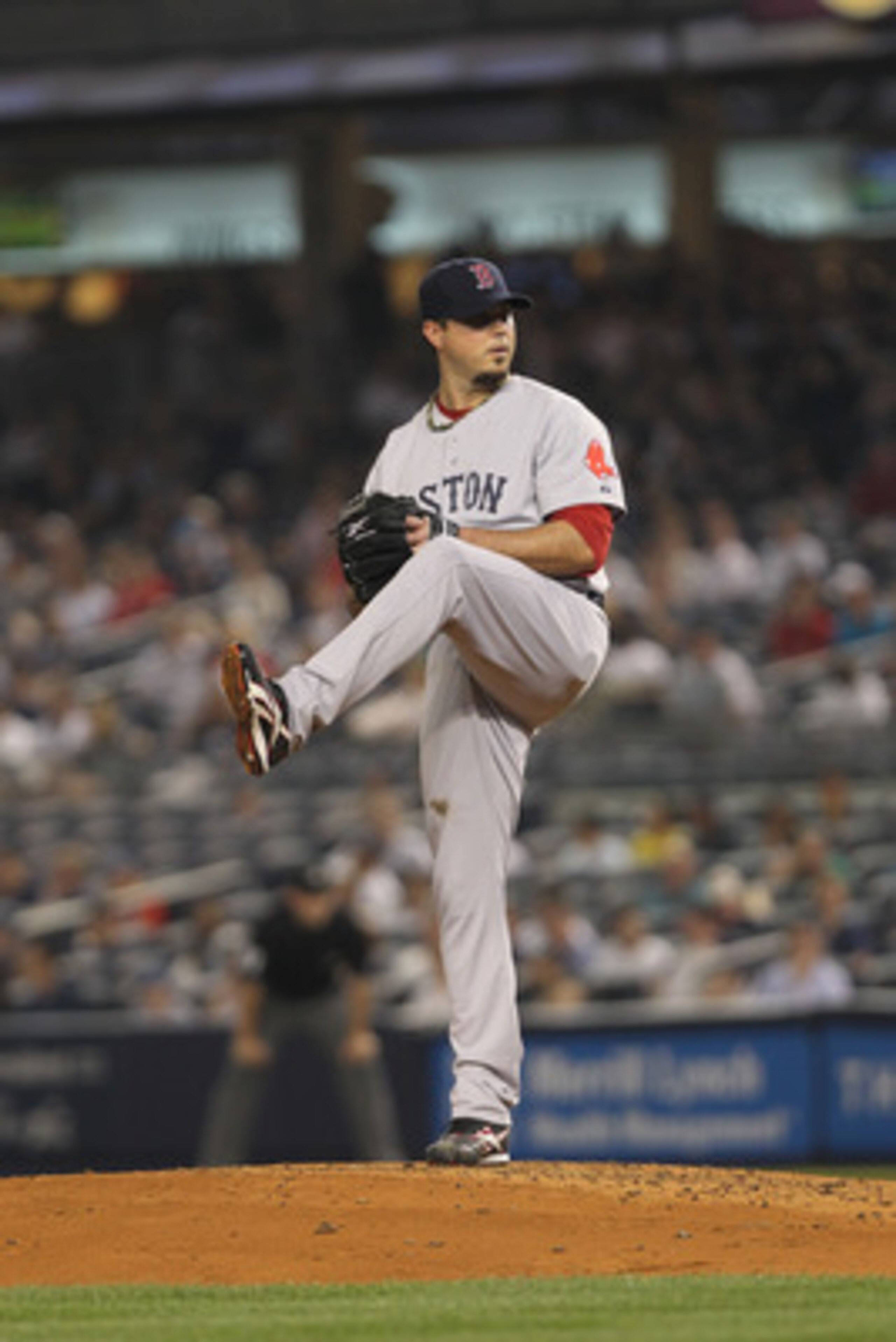 NEW YORK, NY - JUNE 09:  Josh Beckett #19 of the Boston Red Sox pitches against the New York Yankees on June 9, 2011 at Yankee Stadium in the Bronx borough of New York City.  (Photo by Nick Laham/Getty Images)