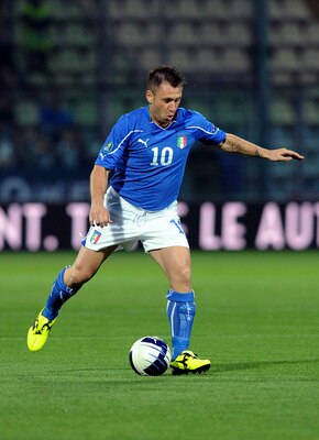 MODENA, ITALY - JUNE 03:  Antonio Cassano of Italy in action  during the UEFA EURO 2012 Group C qualifying match between Italy and Estonia on June 3, 2011 in Modena, Italy.  (Photo by Dino Panato/Getty Images)