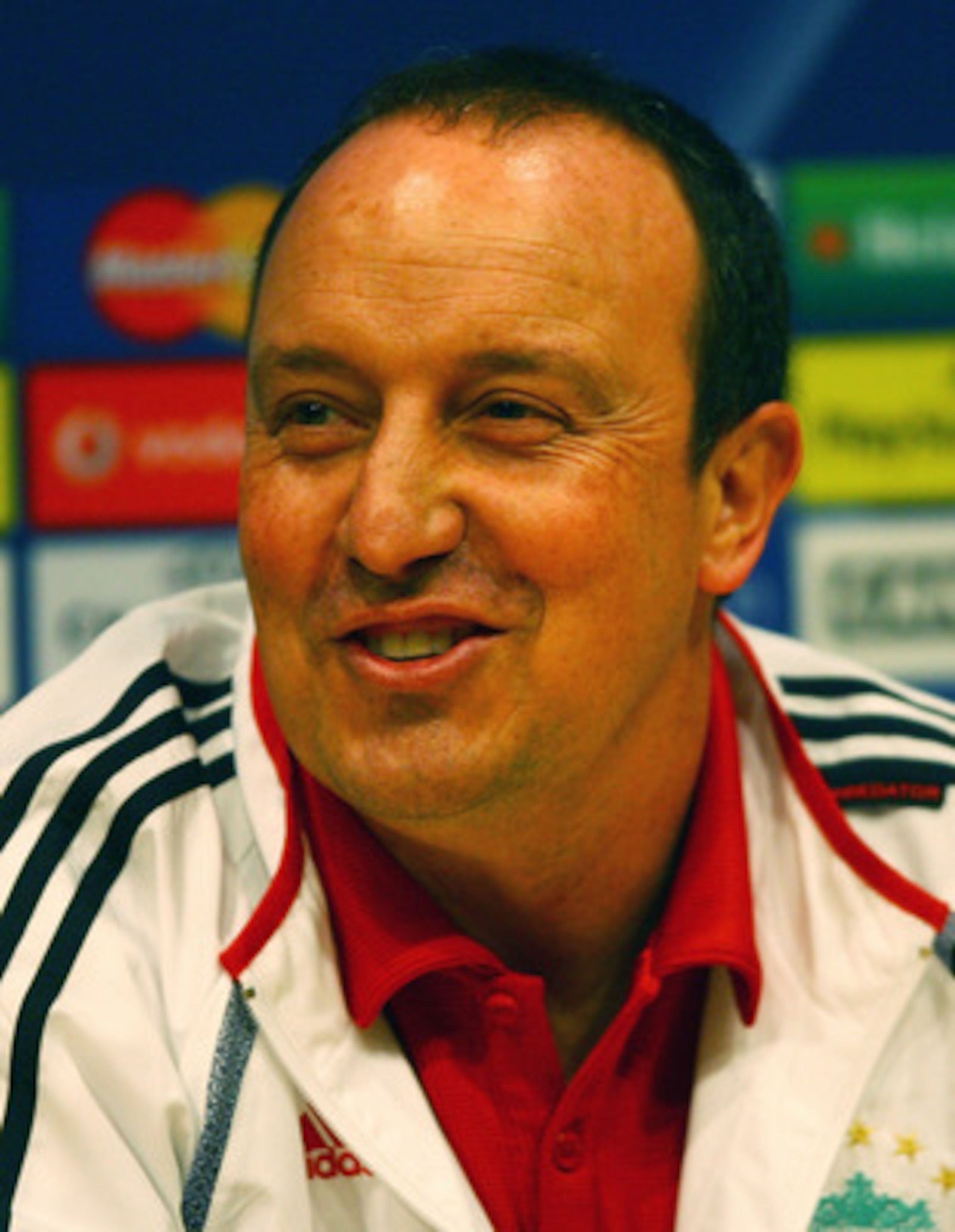 BARCELONA, SPAIN - FEBRUARY 20: Liverpool manager Rafael Benetiz smiles as he faces the press at the press conference ahead of their UEFA Champions league match against Barcelona tomorrow night, at the Nou Camp Stadium on February 20, 2007 in Barcelona, BARCELONA, SPAIN - FEBRUARY 20: Liverpool manager Rafael Benetiz smiles as he faces the press at the press conference ahead of their UEFA Champions league match against Barcelona tomorrow night, at the Nou Camp Stadium on February 20, 2007 in Barcelona,