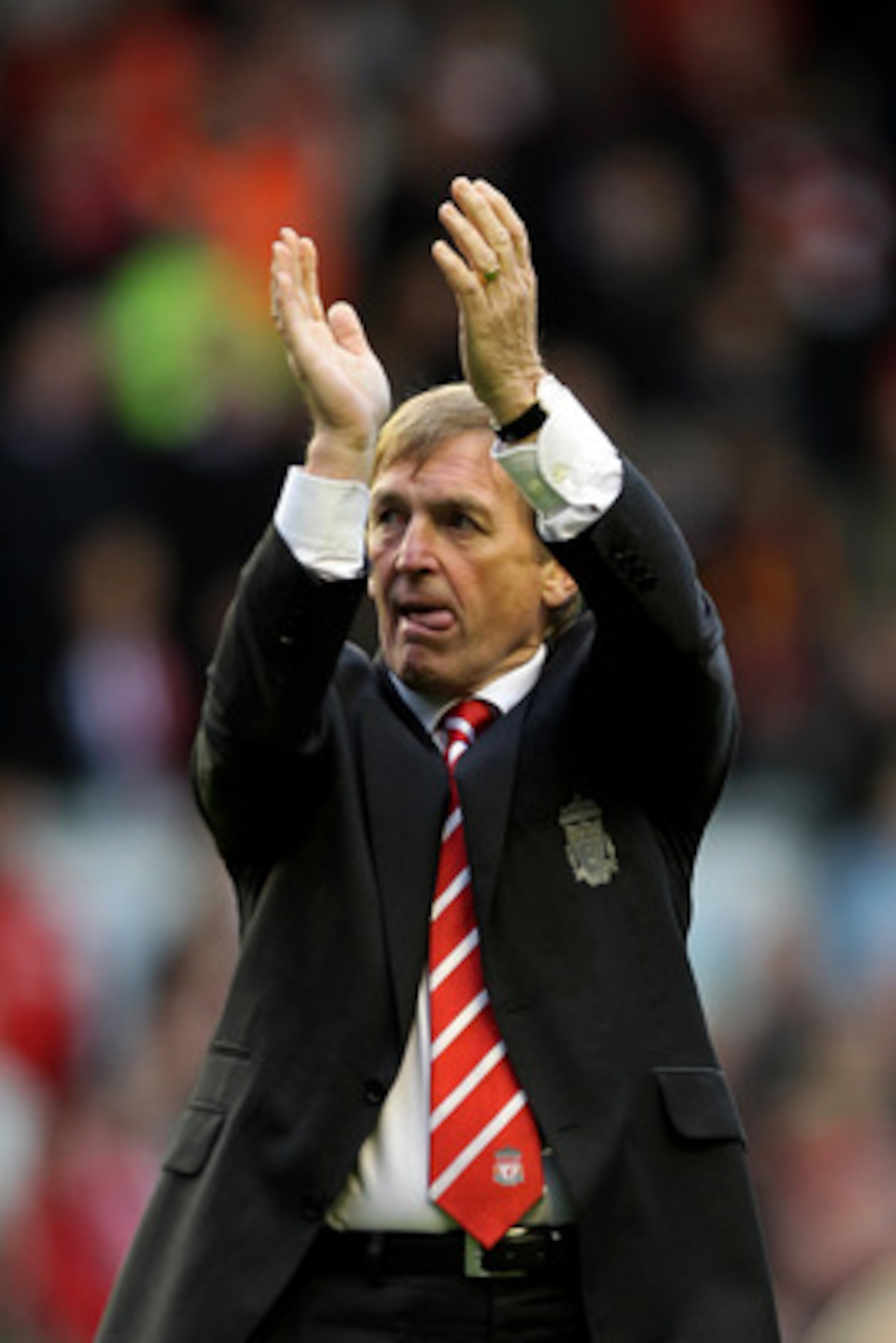 LIVERPOOL, ENGLAND - MAY 15: Liverpool manager Kenny Dalglish applauds the home fans following the final whistle during the Barclays Premier League match between Liverpool and Tottenham Hotspur at Anfield on May 15, 2011 in Liverpool, England. (Photo by LIVERPOOL, ENGLAND - MAY 15: Liverpool manager Kenny Dalglish applauds the home fans following the final whistle during the Barclays Premier League match between Liverpool and Tottenham Hotspur at Anfield on May 15, 2011 in Liverpool, England. (Photo by