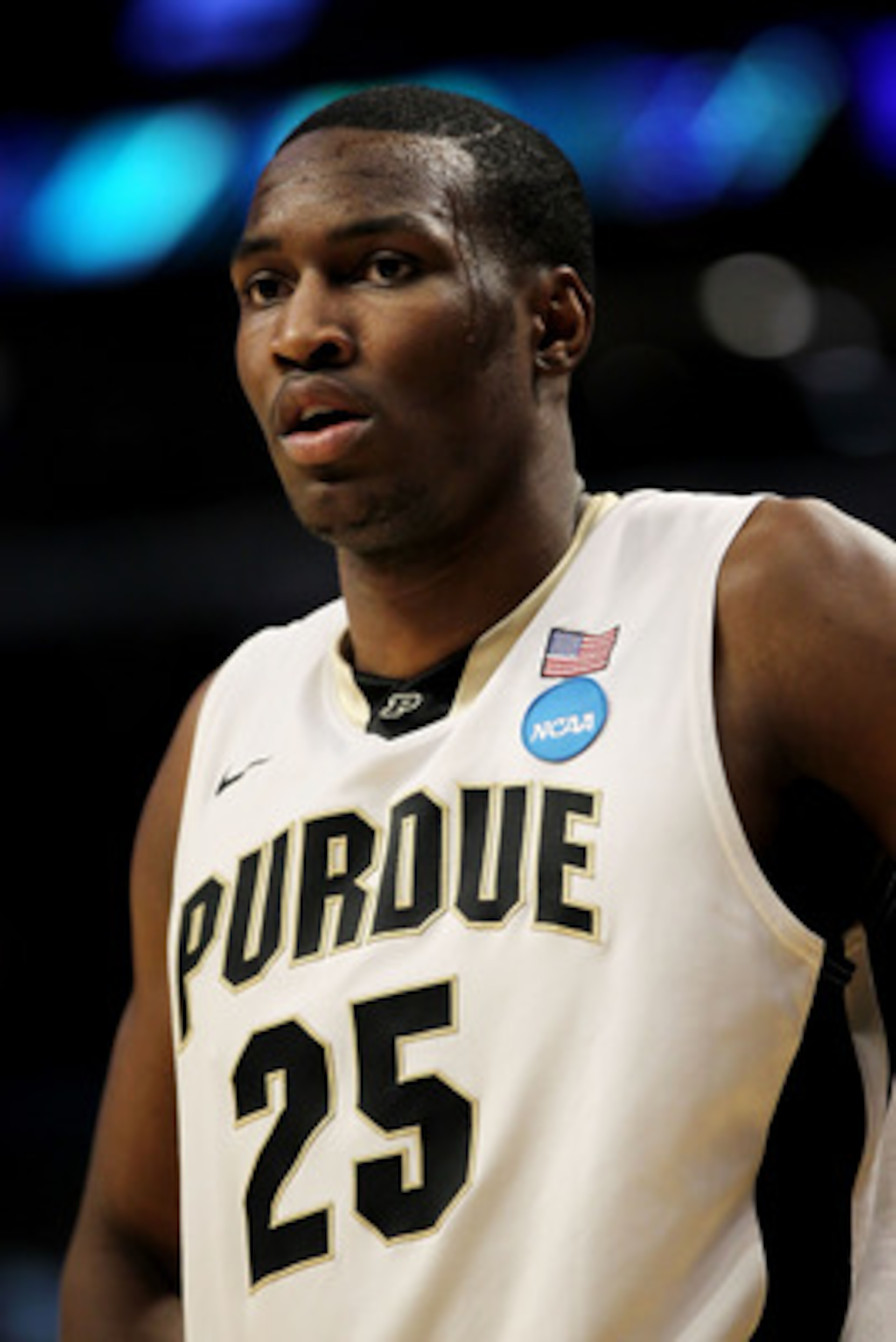 CHICAGO, IL - MARCH 18:  JaJuan Johnson #25 of the Purdue Boilermakers looks on while playing the St. Peter's Peacocks in the first half during the second round of the 2011 NCAA men's basketball tournament at the United Center on March 18, 2011 in Chicago
