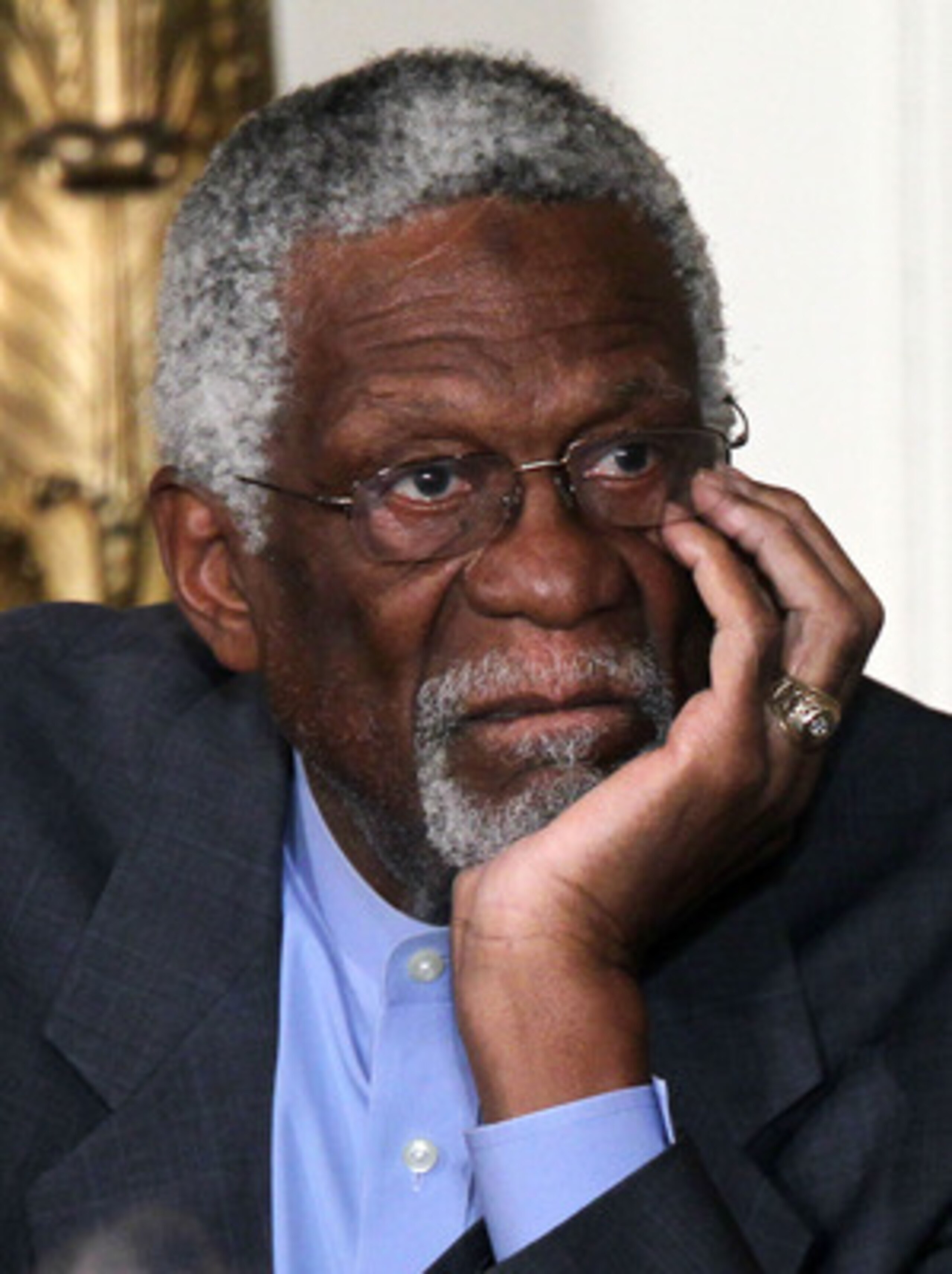 WASHINGTON, DC - FEBRUARY 15: Former Boston Celtics captain Bill Russell listens during the 2010 Medal of Freedom presentation ceremony at the East Room of the White House February 15, 2011 in Washington, DC. Obama presented the medal, the highest honor a