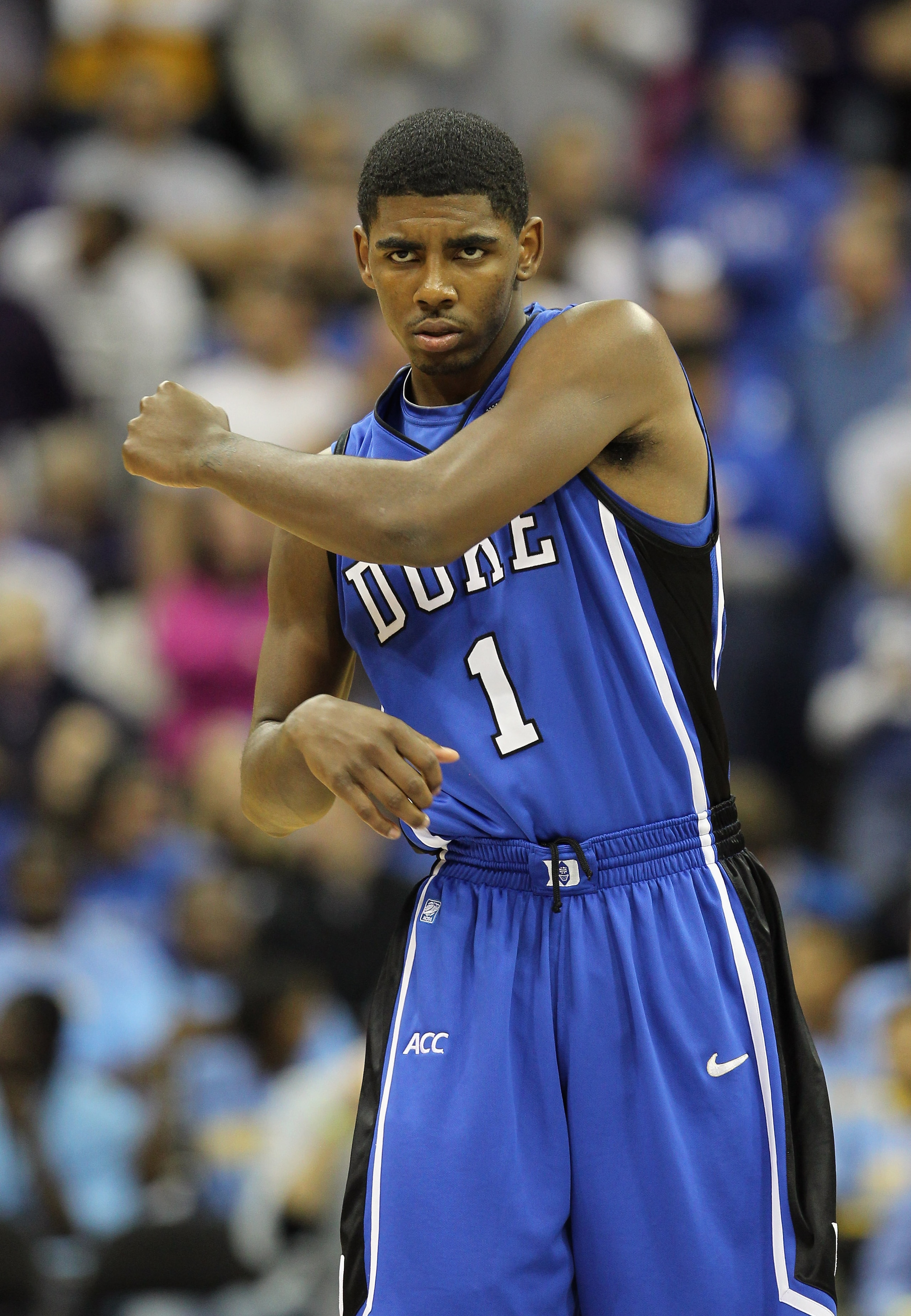 KANSAS CITY, MO - NOVEMBER 22:  Kyrie Irving #1 of the Duke Blue Devils in action during the CBE Classic game against the Marquette Golden Eagles on November 22, 2010 at the Sprint Center in Kansas City, Missouri.  (Photo by Jamie Squire/Getty Images)