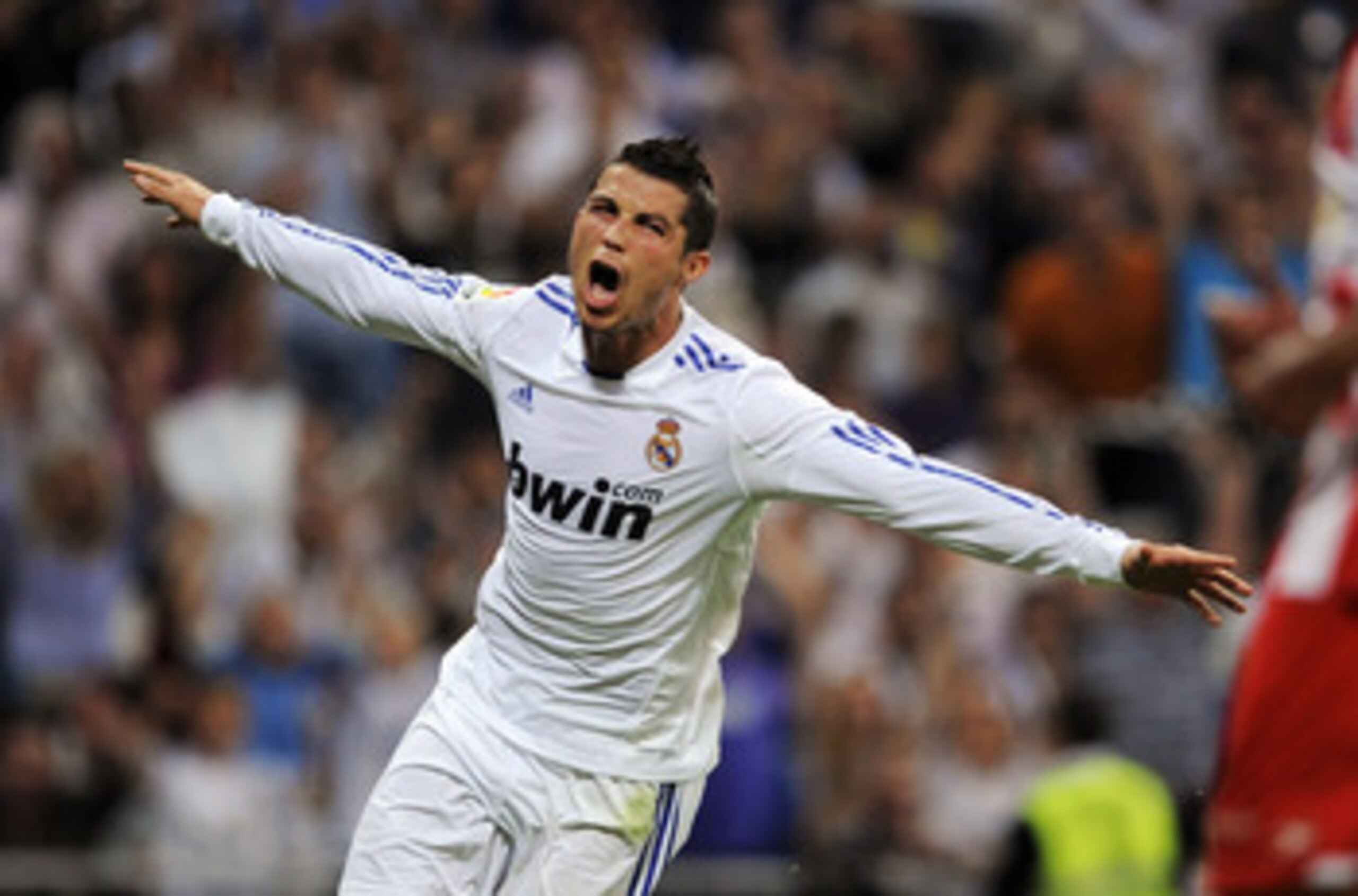 MADRID, SPAIN - MAY 21: Cristiano Ronaldo of Real Madrid celebrates after scoring his 2nd goal during the La Liga match between Real Madrid and UD Almeria at Estadio Santiago Bernabeu on May 21, 2011 in Madrid, Spain. (Photo by Denis Doyle/Getty Images) MADRID, SPAIN - MAY 21: Cristiano Ronaldo of Real Madrid celebrates after scoring his 2nd goal during the La Liga match between Real Madrid and UD Almeria at Estadio Santiago Bernabeu on May 21, 2011 in Madrid, Spain. (Photo by Denis Doyle/Getty Images)