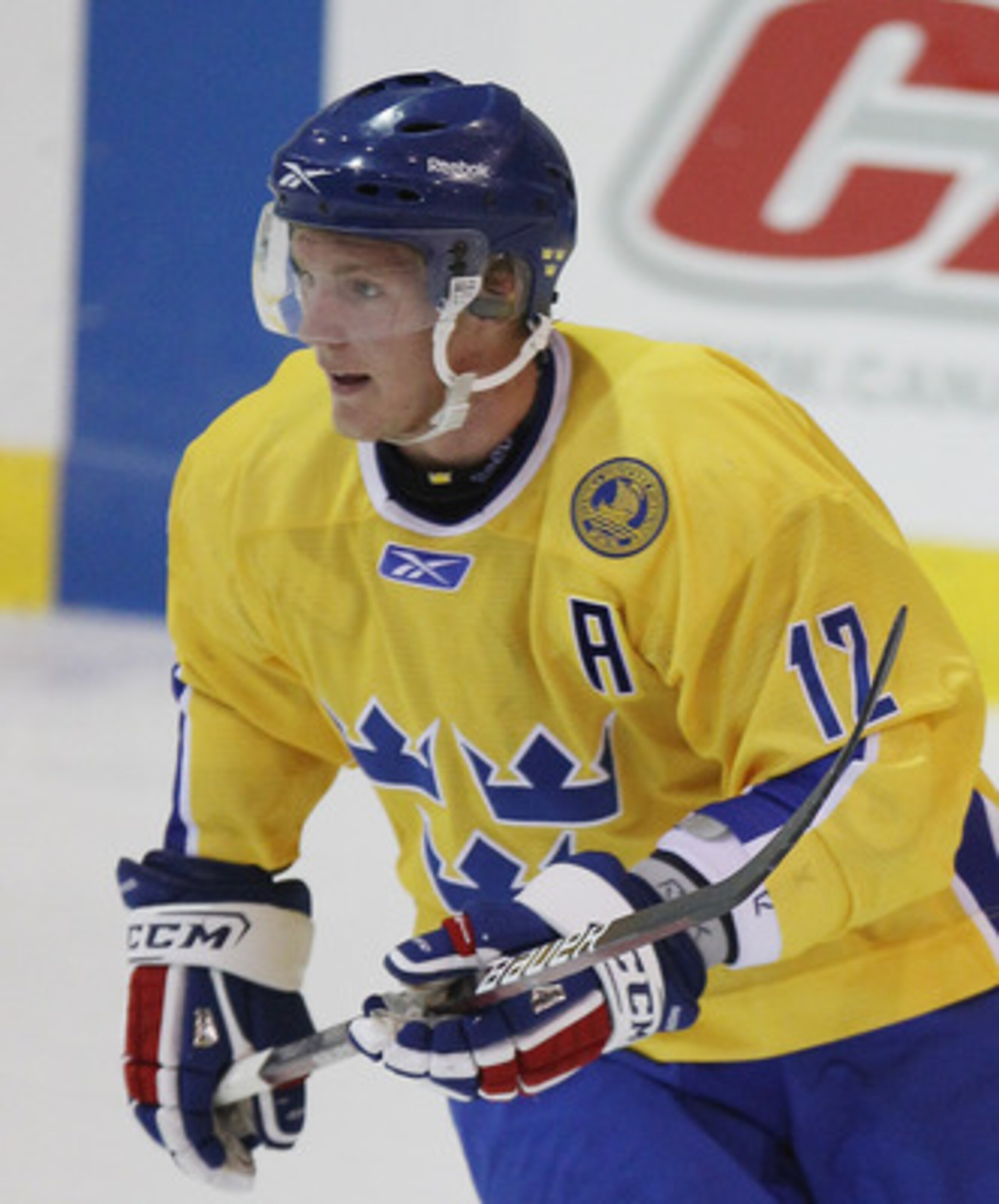 LAKE PLACID, NY - AUGUST 05:  Gabriel Landeskog #12 of Team Sweden skates against Team Finland at the USA Hockey National Evaluation Camp on August 5, 2010 in Lake Placid, New York.  (Photo by Bruce Bennett/Getty Images)
