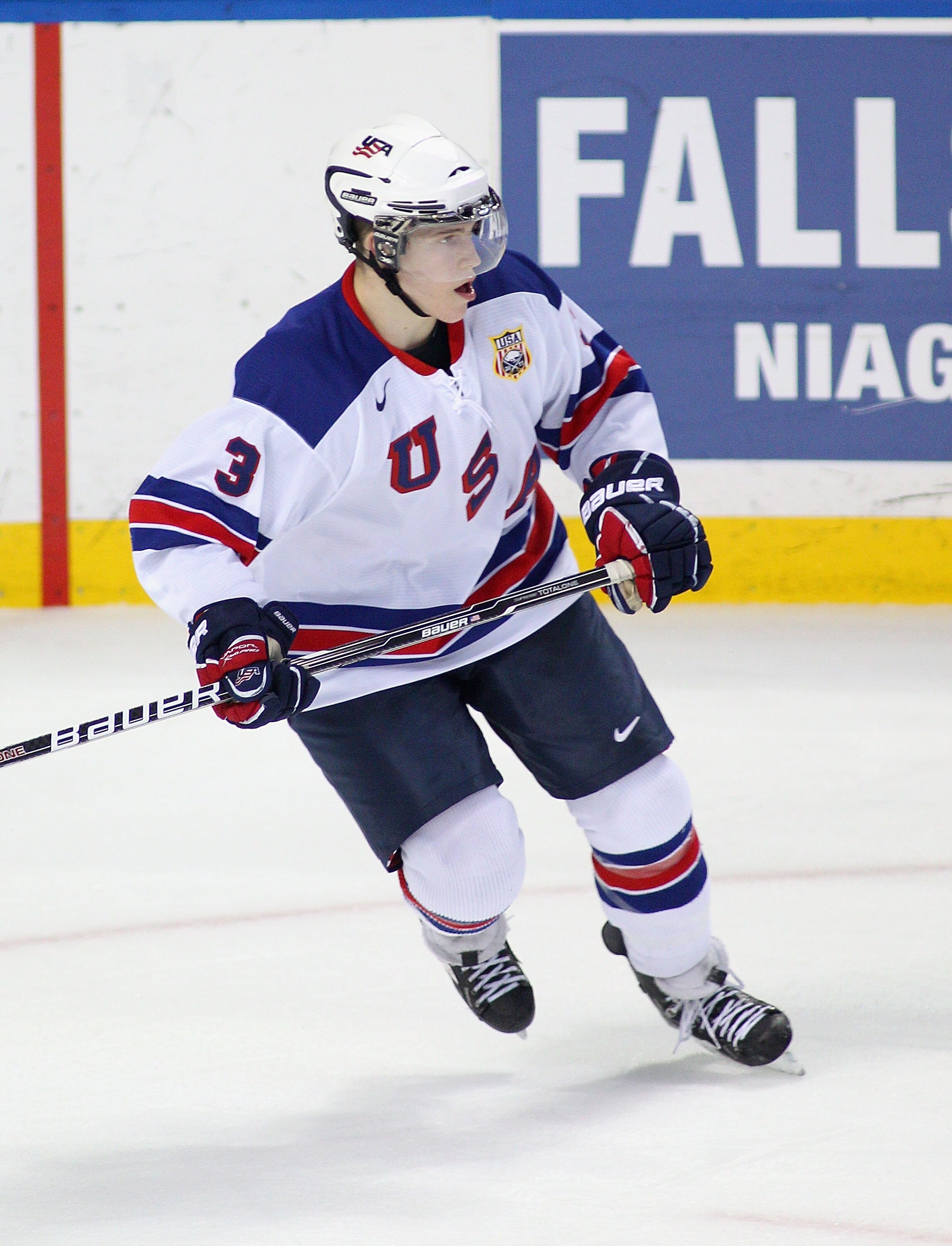 BUFFALO, NY - DECEMBER 30:  Charlie Coyle #3 of the United States skates against Germany during the 2011 IIHF World U20 Championship game between United States and Germany on December 30, 2010 in Buffalo, New York. The USA won 4-0.  (Photo by Rick Stewart