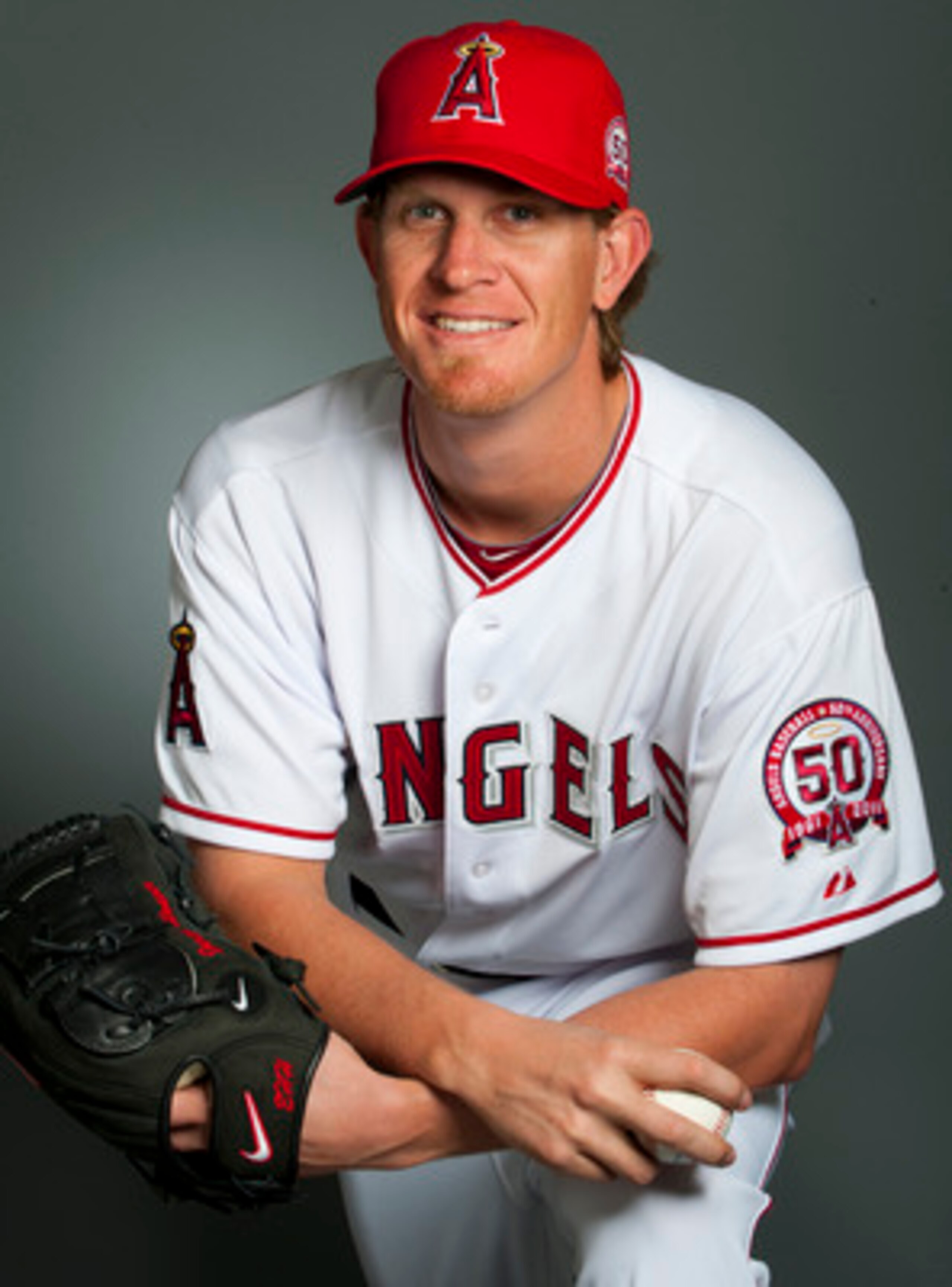 TEMPE, AZ - FEBRUARY 21: Jered Weaver #36 of the Los Angeles Angels of Anaheim poses during their photo day at Tempe Diablo Stadium on February 21, 2011 in Tempe, Arizona.  (Photo by Rob Tringali/Getty Images)