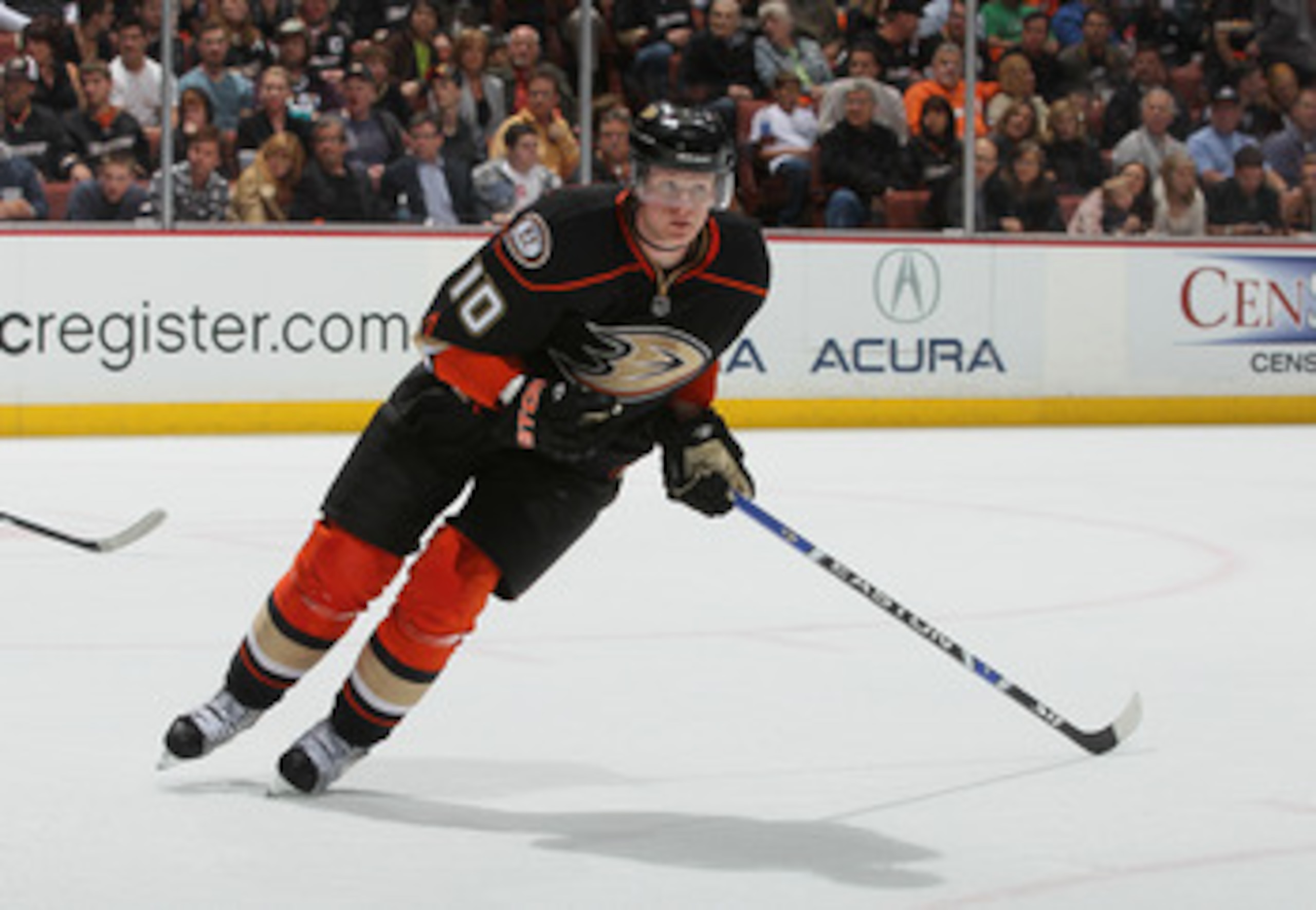 ANAHEIM, CA - APRIL 15:  Corey Perry #10 of the Anaheim Ducks skates against the Nashville Predators in Game Two of the Western Conference Quarterfinals during the 2011 NHL Stanley Cup Playoffs at Honda Center on April 15, 2011 in Anaheim, California.  (P