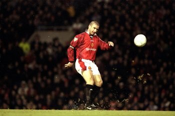 21 Dec 1996:  Eric Cantona of Manchester United in action during an FA Carling Premiership match against Sunderland at Old Trafford in Manchester, England. Manchester United won the match 5-0. \ Mandatory Credit: Mark  Thompson/Allsport
