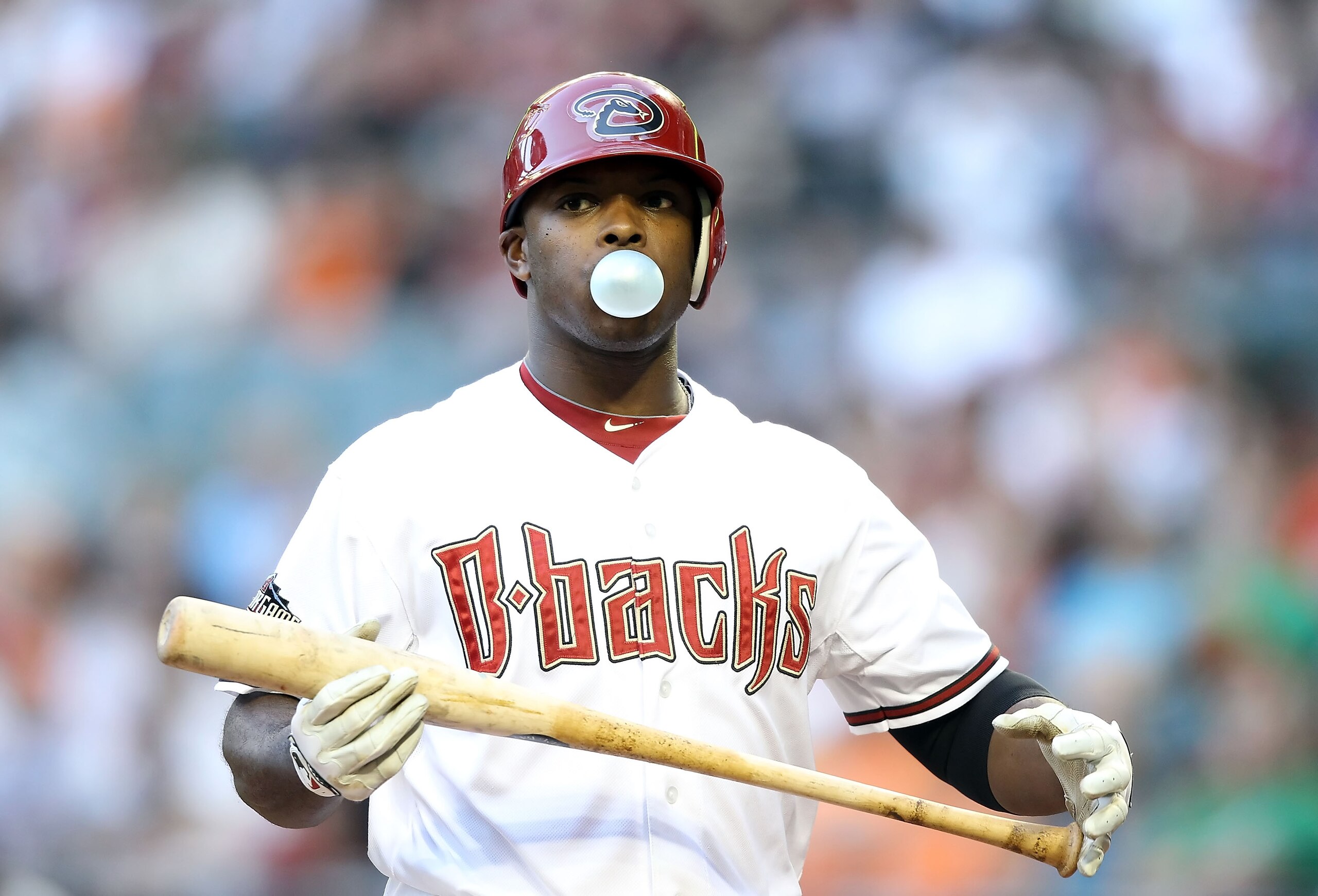 PHOENIX, AZ - JUNE 14: Justin Upton #10 of the Arizona Diamondbacks reacts as he bats against the San Francisco Giants during the Major League Baseball game at Chase Field on June 14, 2011 in Phoenix, Arizona. (Photo by Christian Petersen/Getty Images) PHOENIX, AZ - JUNE 14: Justin Upton #10 of the Arizona Diamondbacks reacts as he bats against the San Francisco Giants during the Major League Baseball game at Chase Field on June 14, 2011 in Phoenix, Arizona. (Photo by Christian Petersen/Getty Images)