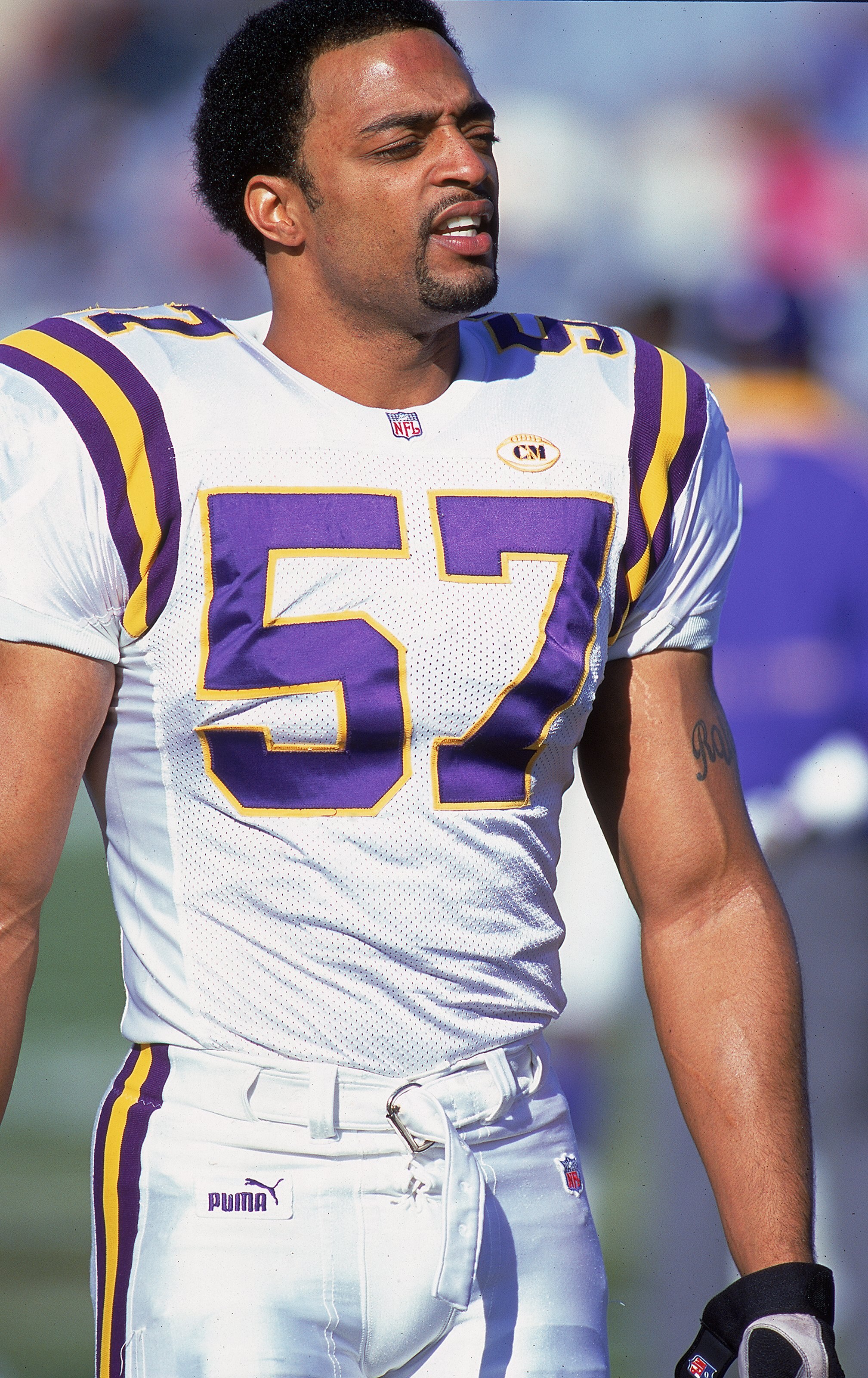 14 Nov 1999: Dwayne Rudd #57 of the Minnesota Vikings looks on during the game against the Chicago Bears at Soldier Field in Chicago, Illinois. The Vikings defeated the Bears 27-14 in overtime.