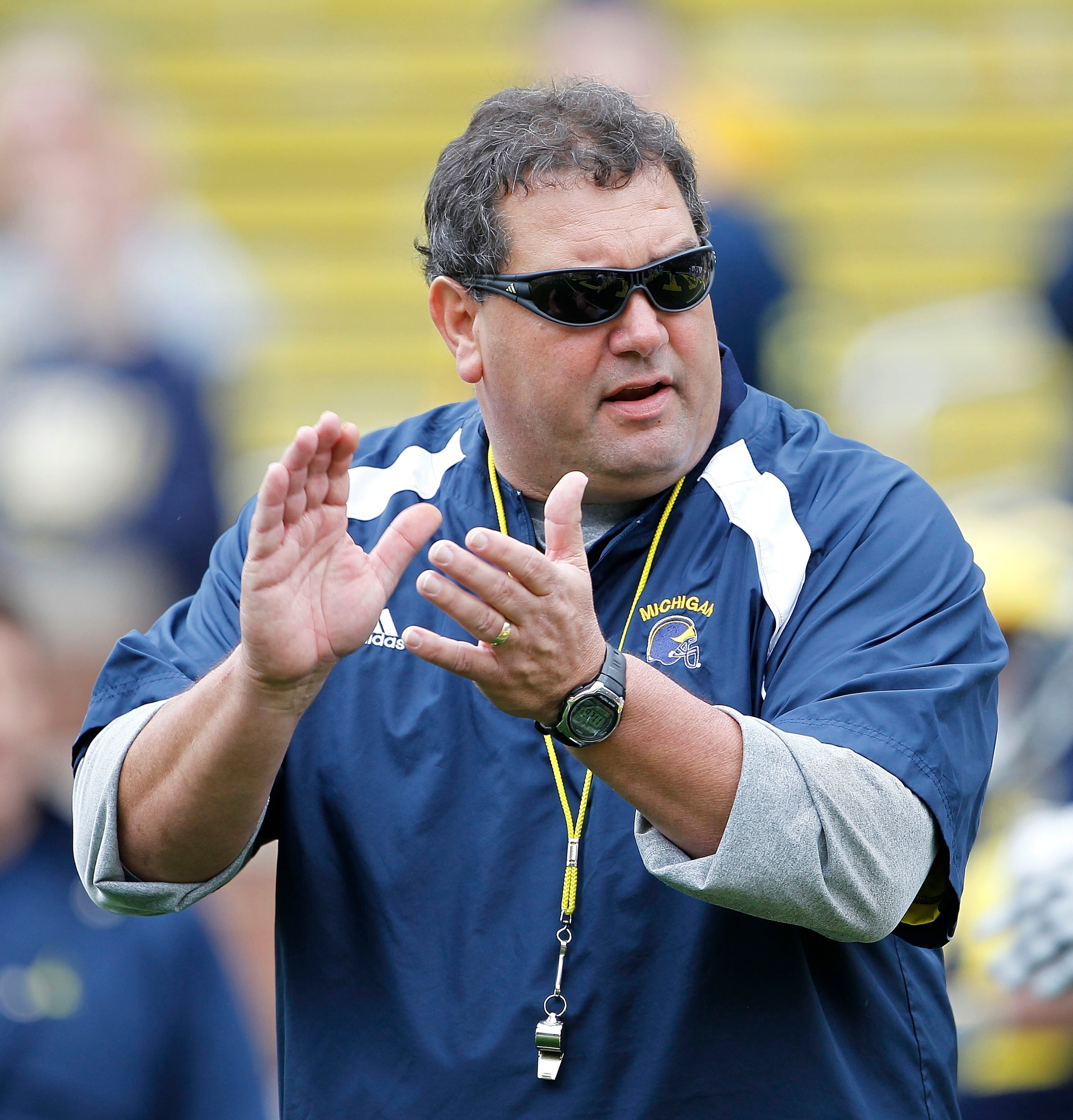 ANN ARBOR, MI - APRIL 16:  Head football coach Brady Hoke during the annual Spring Game at Michigan Stadium on April 16, 2011 in Ann Arbor, Michigan.  (Photo by Leon Halip/Getty Images)