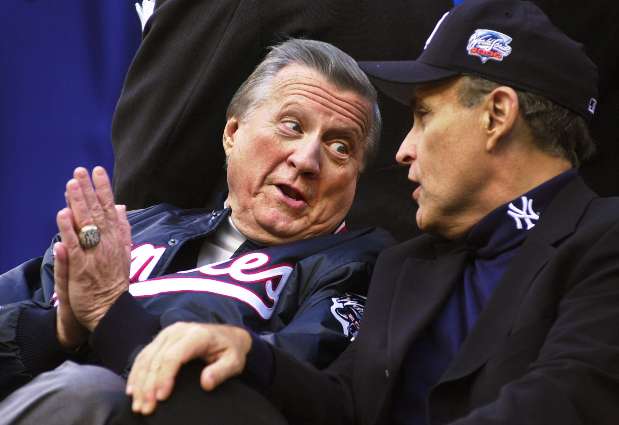 381058 13: New York City Mayor Rudy Giuliani, right, talks with New York Yankees owner George Steinbrenner October 30, 2000 after the Yankees'' victory parade in New York City. The Yankees defeated the New York Mets four-games-to-one last week in the city 381058 13: New York City Mayor Rudy Giuliani, right, talks with New York Yankees owner George Steinbrenner October 30, 2000 after the Yankees'' victory parade in New York City. The Yankees defeated the New York Mets four-games-to-one last week in the city