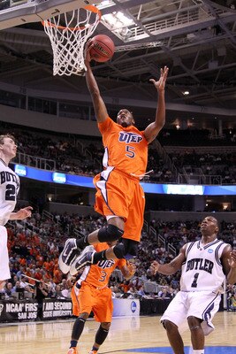 SAN JOSE, CA - MARCH 18:  Guard Julyan Stone #5 of the UTEP Miners takes a shot against the Butler Bulldogs during the first round of the 2010 NCAA men's basketball tournament at HP Pavilion on March 18, 2010 in San Jose, California.  (Photo by Jed Jacobs
