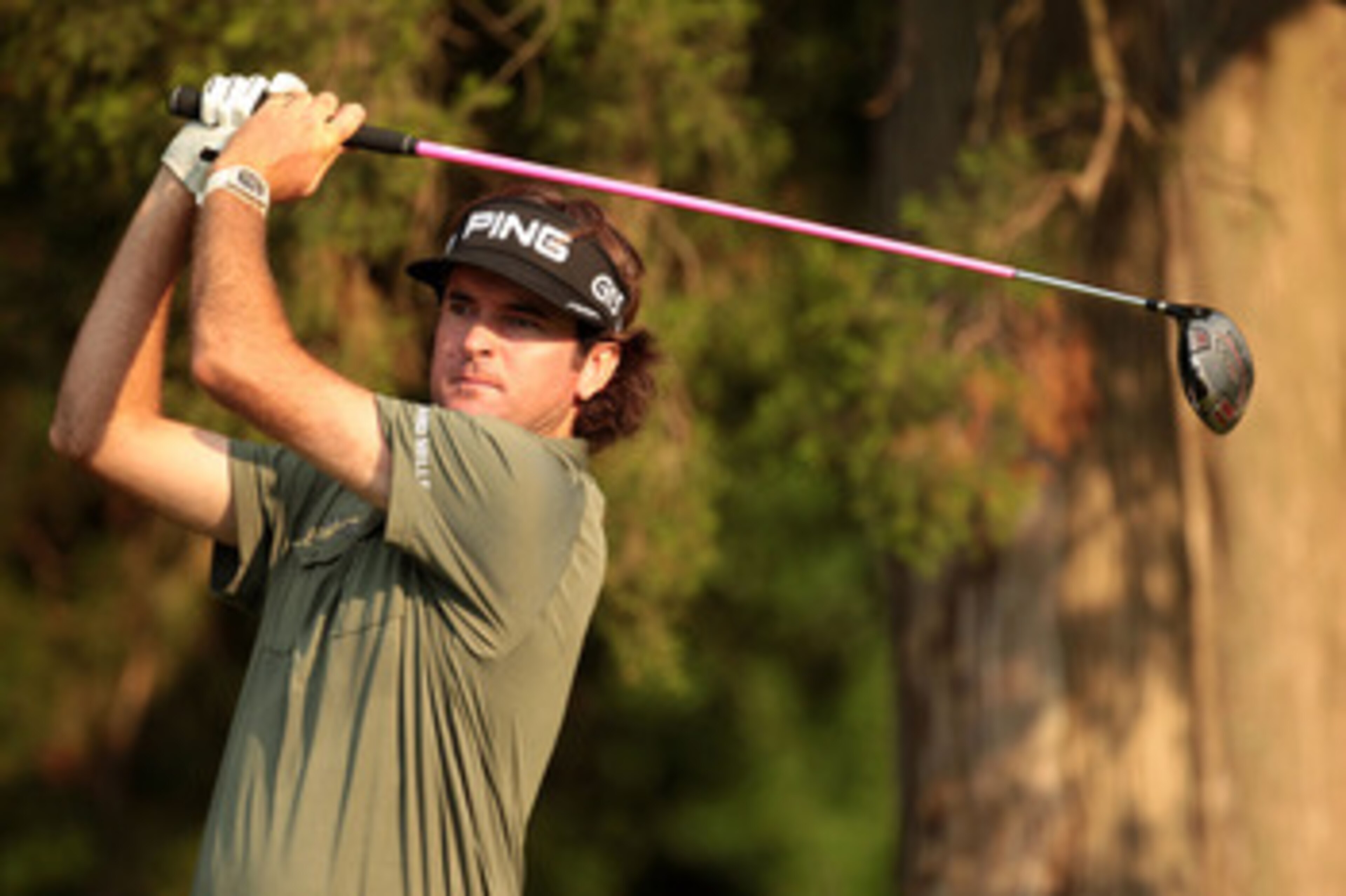 BETHESDA, MD - JUNE 17:  Bubba Watson hits a tee shot on the 17th hole during the second round of the 111th U.S. Open at Congressional Country Club on June 17, 2011 in Bethesda, Maryland.  (Photo by Ross Kinnaird/Getty Images)