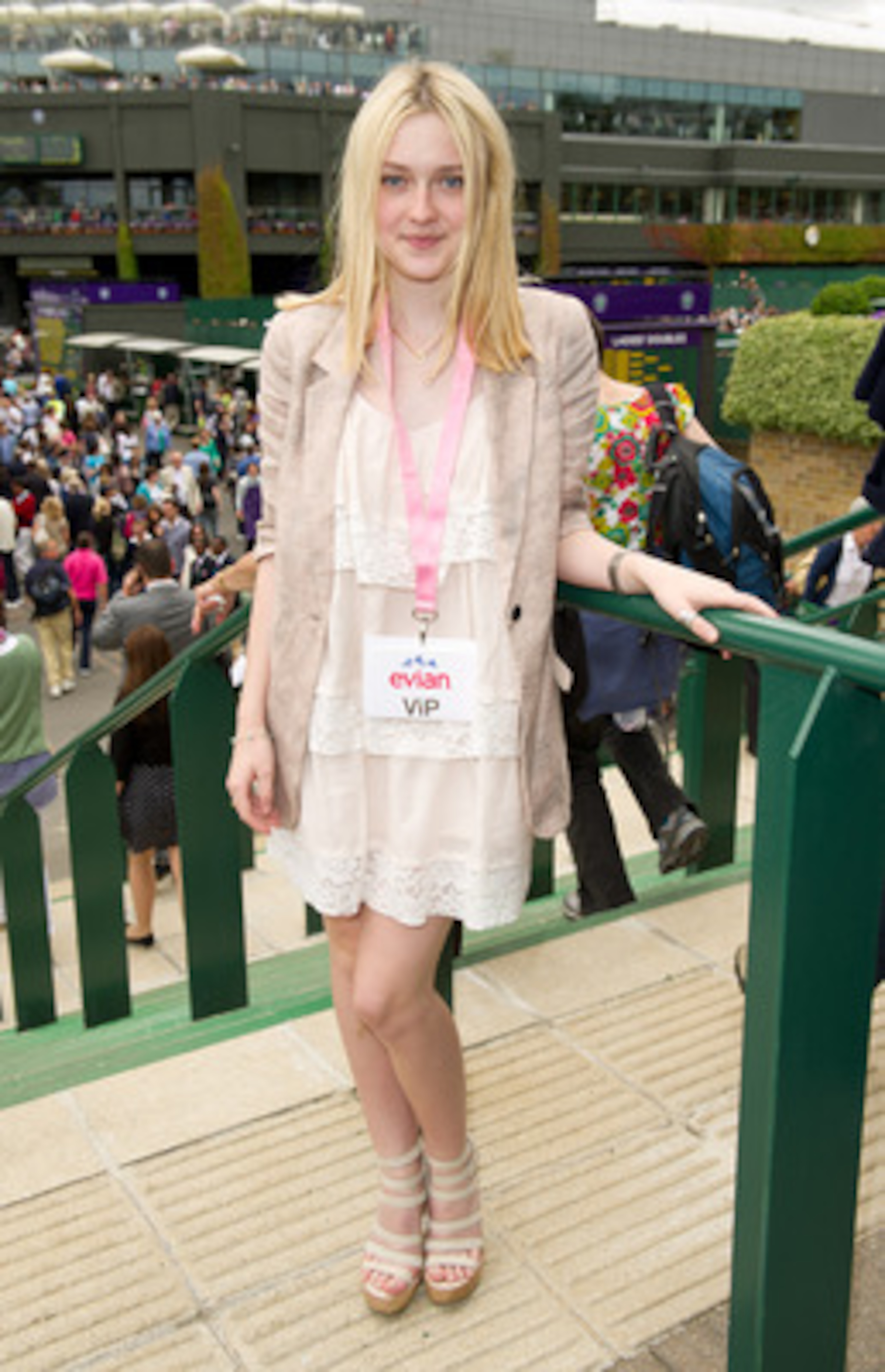 LONDON, ENGLAND - JUNE 20: Dakota Fanning attends the Evian VIP Suite at Wimbledon on June 20, 2011 in London, England.  (Photo by Ian Gavan/Getty Images for Evian)