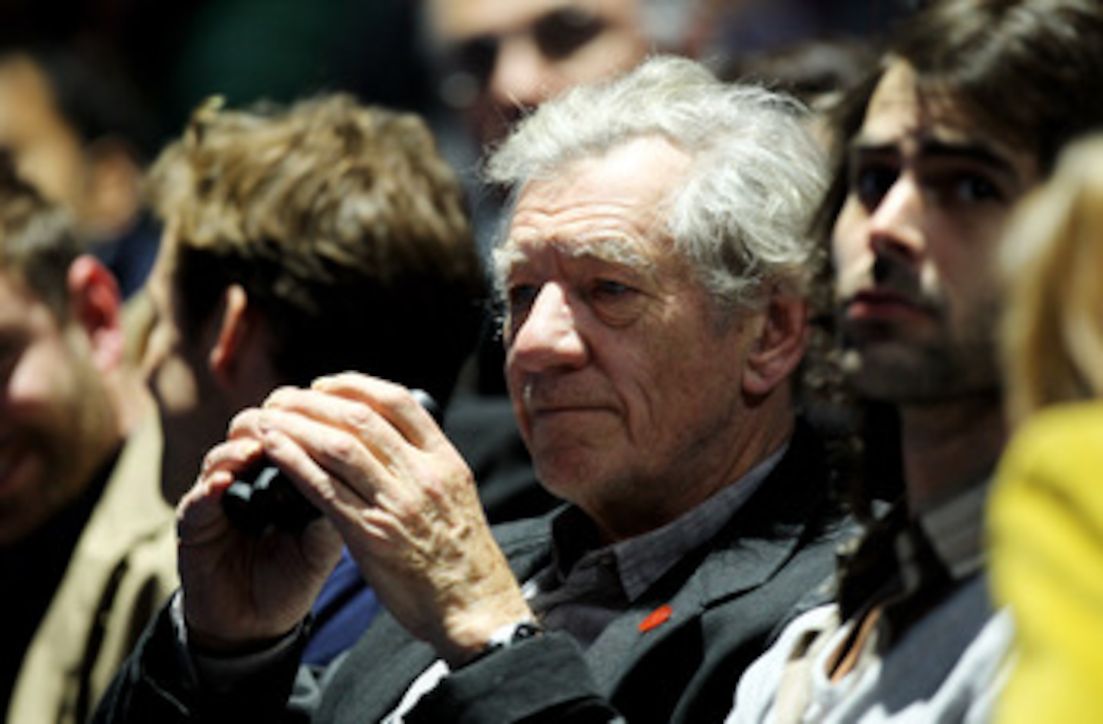 LONDON, ENGLAND - NOVEMBER 27:  Sir Ian McKellen watches the Roger Federer and Novak Djokovic men's semi-final match during the ATP World Tour Finals at O2 Arena on November 27, 2010 in London, England.  (Photo by Matthew Lewis/Getty Images)
