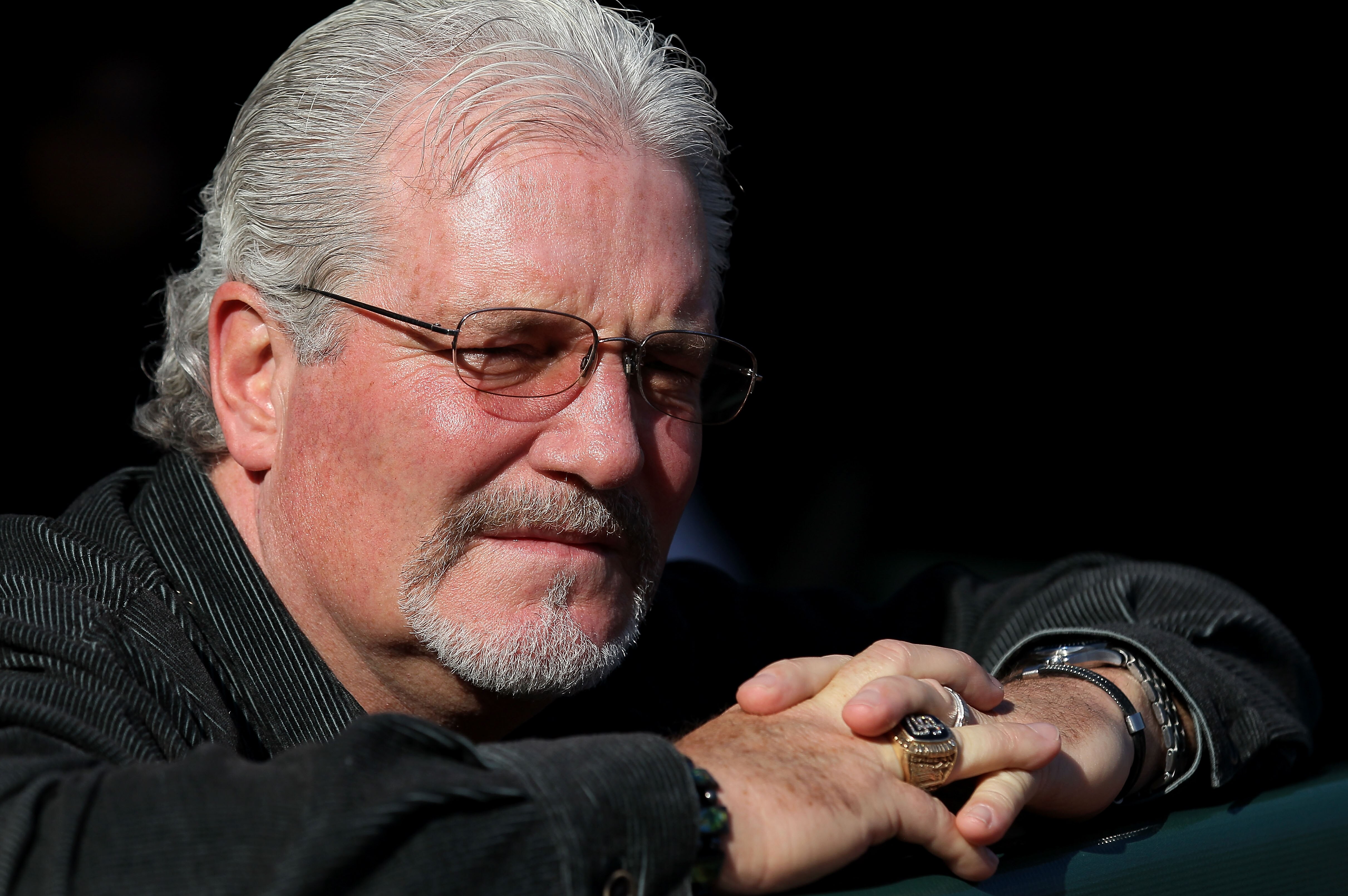 SAN FRANCISCO - OCTOBER 20:  Brian Sabean, Senior Vice President and General Manager of the San Francisco Giants, watches batting practice before Game Four of the NLCS during the 2010 MLB Playoffs between the Giants and the Philadelphia Phillies at AT&T P