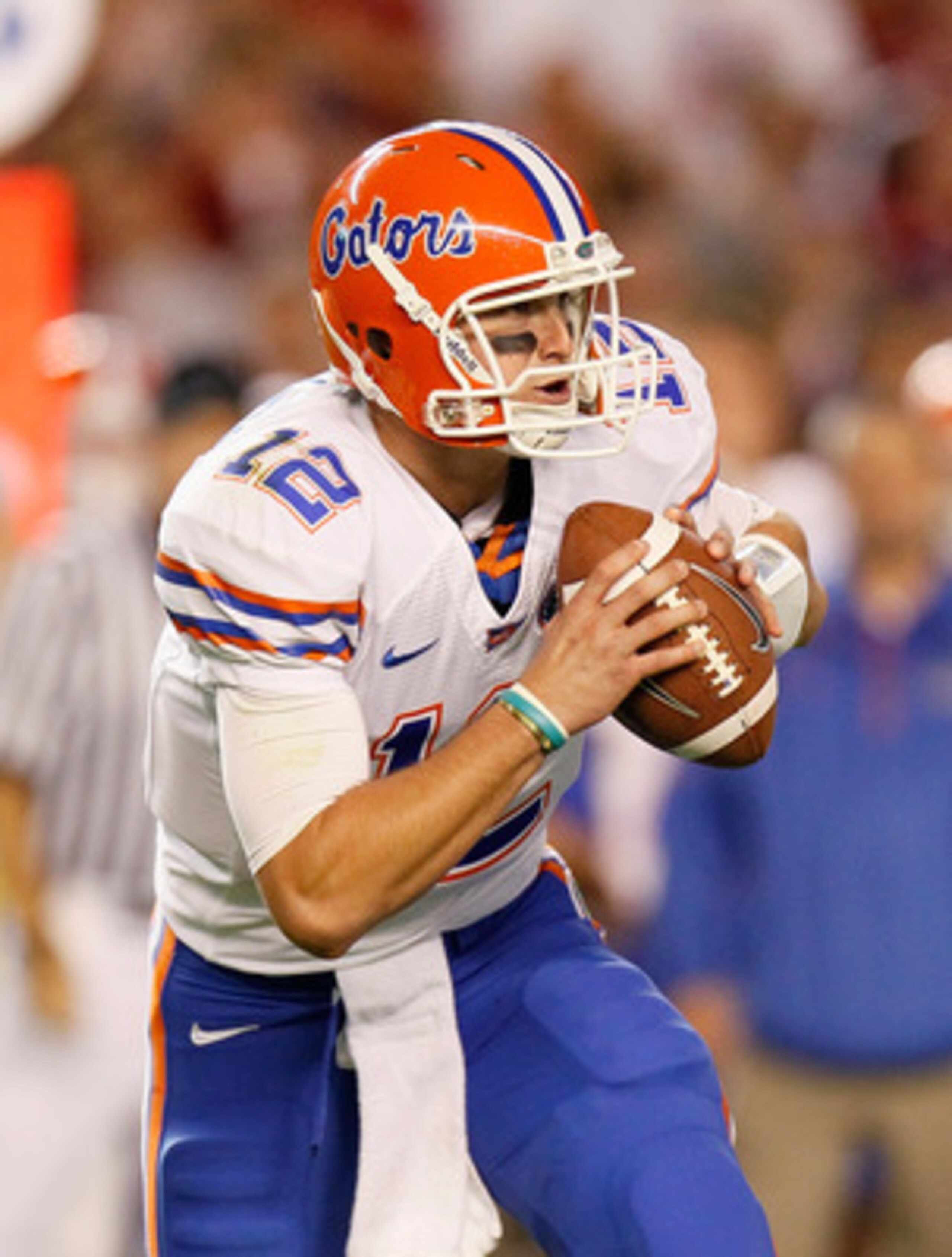 TUSCALOOSA, AL - OCTOBER 02:  Quarterback John Brantley #12 of the Florida Gators against the Alabama Crimson Tide at Bryant-Denny Stadium on October 2, 2010 in Tuscaloosa, Alabama.  (Photo by Kevin C. Cox/Getty Images)
