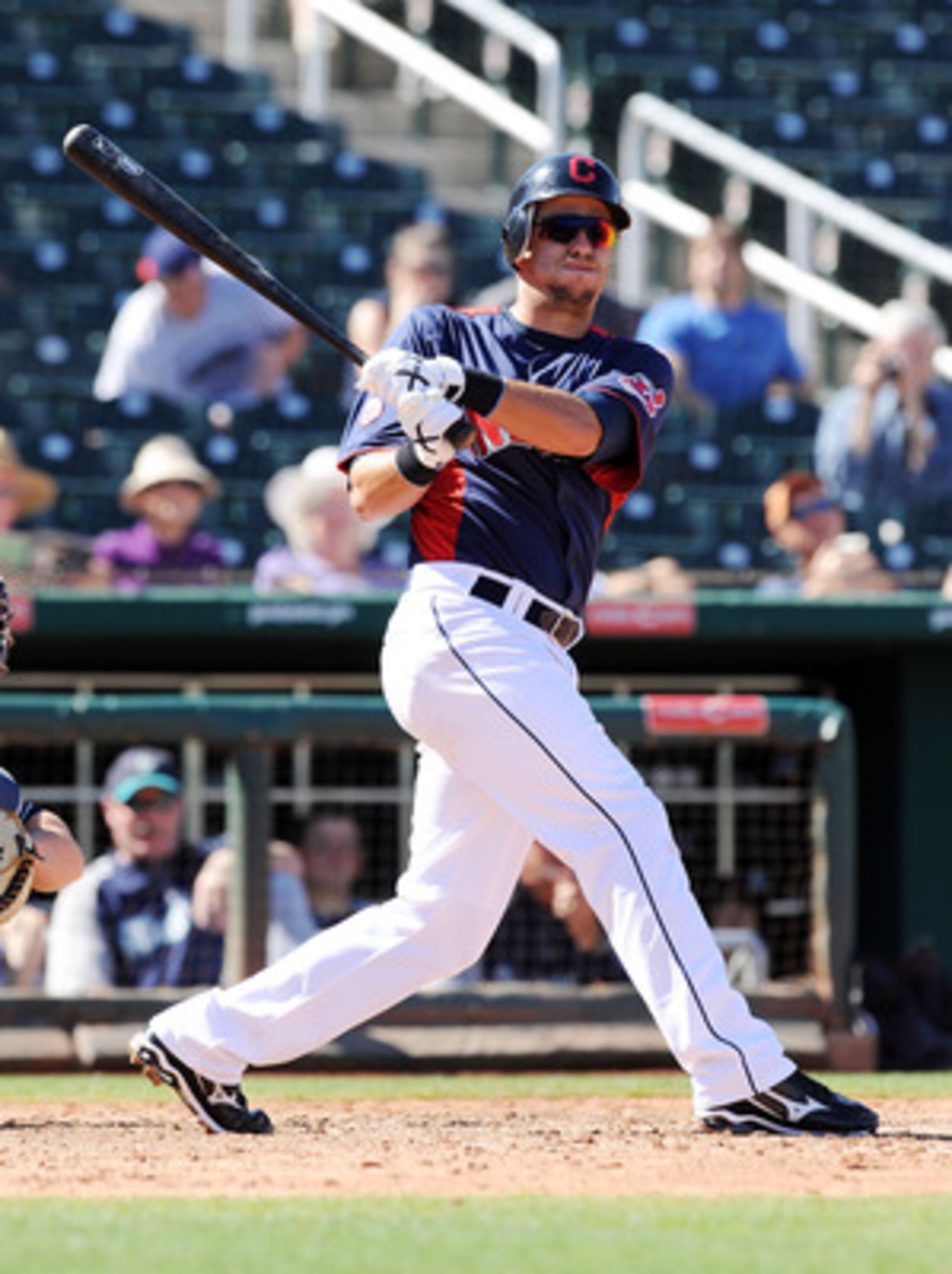 GOODYEAR, AZ - MARCH 11: Lonnie Chisenhall #76 of the Cleveland Indians follows through on a swing against the Seattle Mariners at Goodyear Ballpark on March 11, 2011 in Goodyear, Arizona. (Photo by Norm Hall/Getty Images) GOODYEAR, AZ - MARCH 11: Lonnie Chisenhall #76 of the Cleveland Indians follows through on a swing against the Seattle Mariners at Goodyear Ballpark on March 11, 2011 in Goodyear, Arizona. (Photo by Norm Hall/Getty Images)