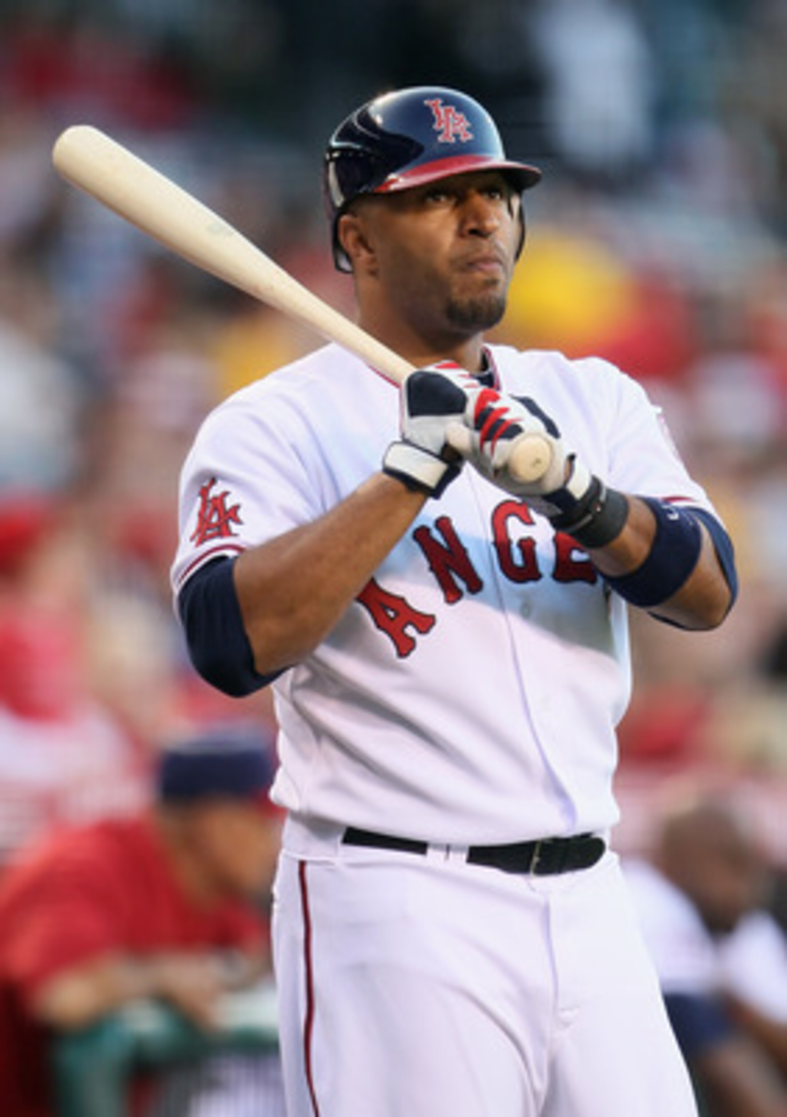 ANAHEIM, CA - JUNE 10:  Vernon Wells #10 of the Los Angeles Angels of Anaheim waits on deck against the Kansas City Royals at Angel Stadium of Anaheim on June 10, 2011 in Anaheim, California.  (Photo by Jeff Gross/Getty Images)
