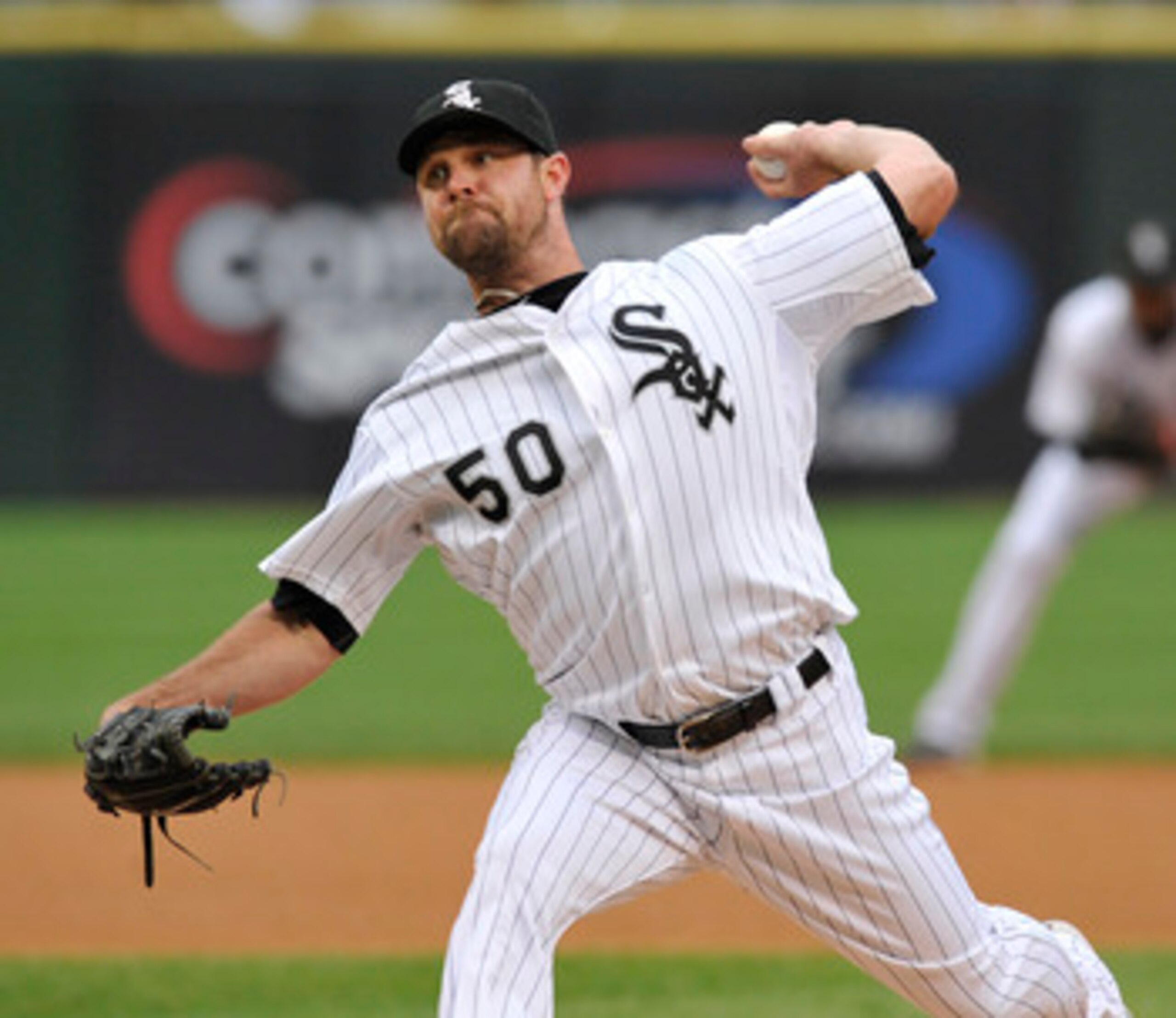 CHICAGO, IL - JUNE 11: John Danks #50 Chicago White Sox pitches against the Oakland Athletics on June 11, 2011 at U.S. Cellular Field in Chicago, Illinois.  (Photo by David Banks/Getty Images)