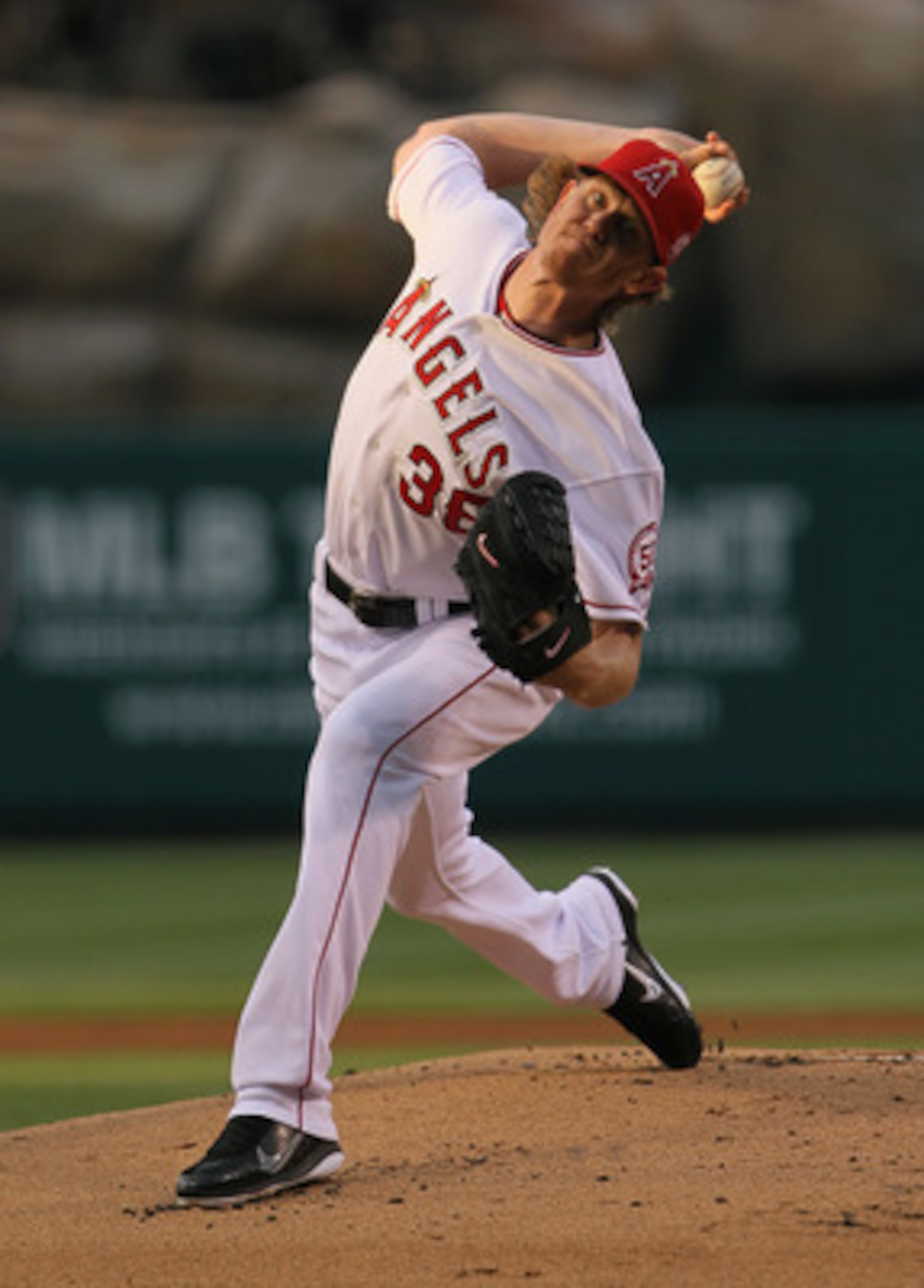 ANAHEIM, CA - JUNE 08:  Jered Weaver #36 of the Los Angeles Angels of Anaheim pitches against the Tampa Bay Rays at Angel Stadium of Anaheim on June 8, 2011 in Anaheim, California.  (Photo by Jeff Gross/Getty Images)