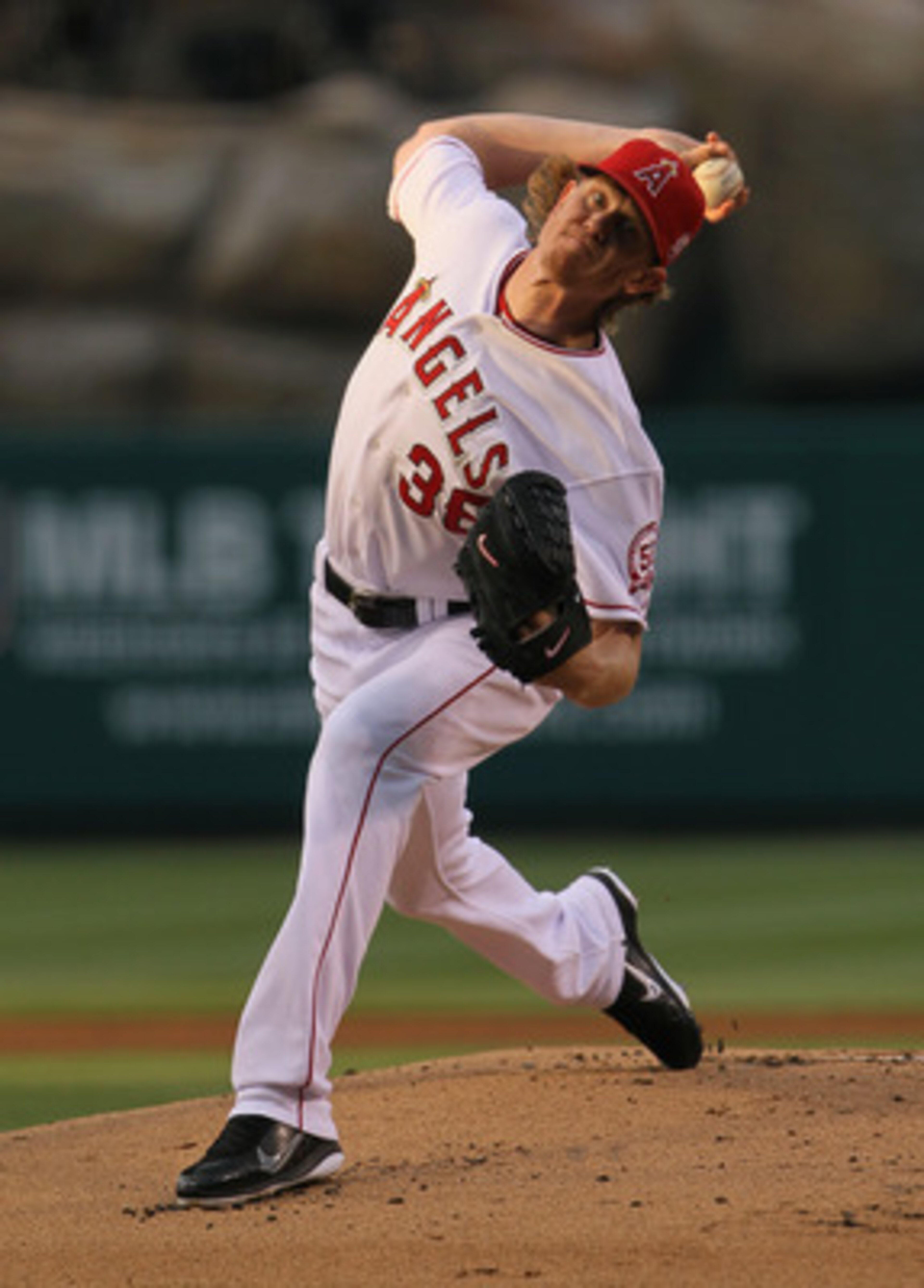 ANAHEIM, CA - JUNE 08:  Jered Weaver #36 of the Los Angeles Angels of Anaheim pitches against the Tampa Bay Rays at Angel Stadium of Anaheim on June 8, 2011 in Anaheim, California.  (Photo by Jeff Gross/Getty Images)