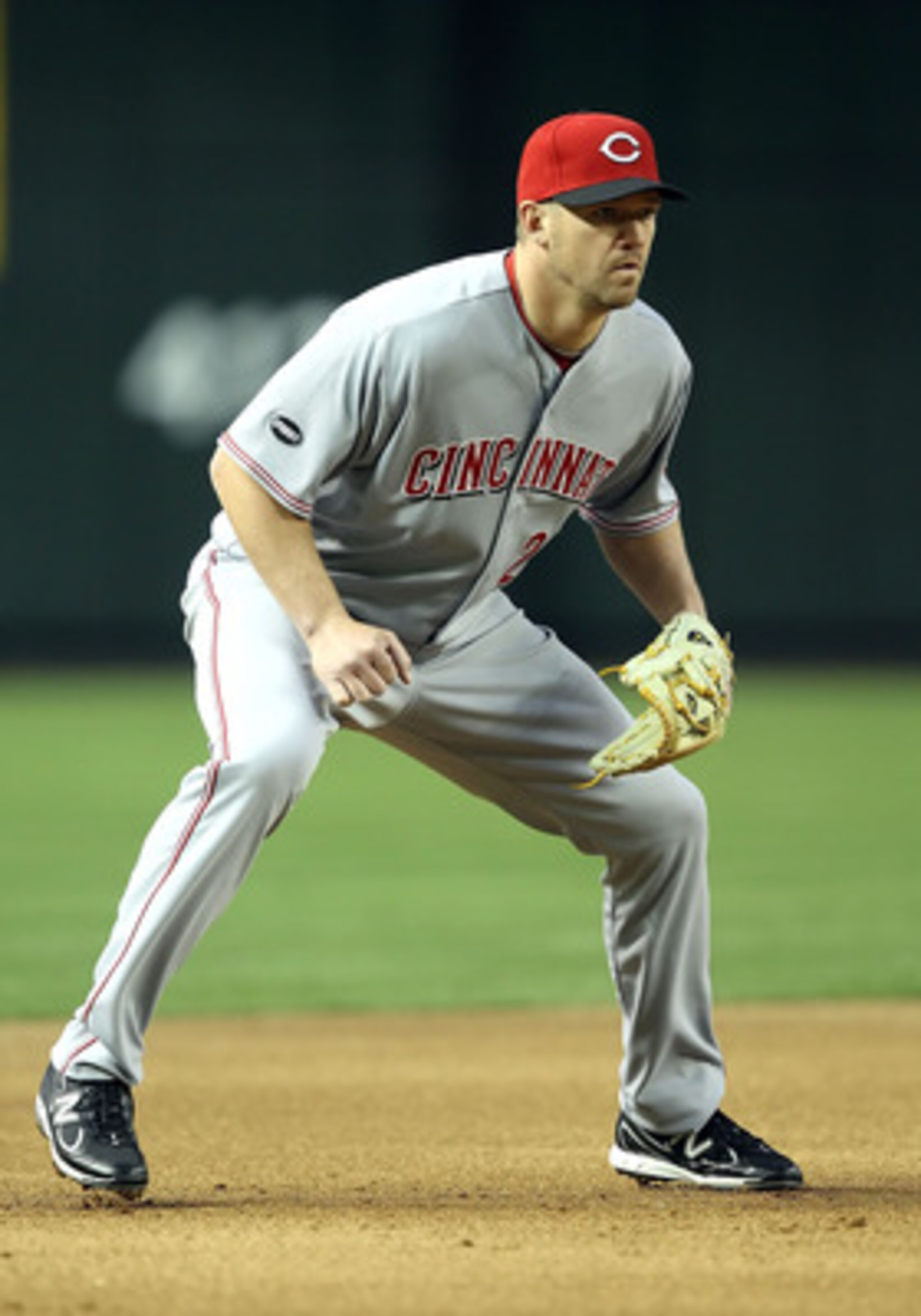 PHOENIX, AZ - APRIL 08:  Infielder Scott Rolen #27 of the Cincinnati Reds during the Major League Baseball home opening game against the Arizona Diamondbacks at Chase Field on April 8, 2011 in Phoenix, Arizona. The Diamondbacks defeated the Reds 13-2.  (P