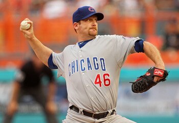 MIAMI GARDENS, FL - MAY 18:  Ryan Dempster #46 of the Chicago Cubs pitches against the Florida Marlins at Sun Life Stadium on May 18, 2011 in Miami Gardens, Florida.  (Photo by Mike Ehrmann/Getty Images)