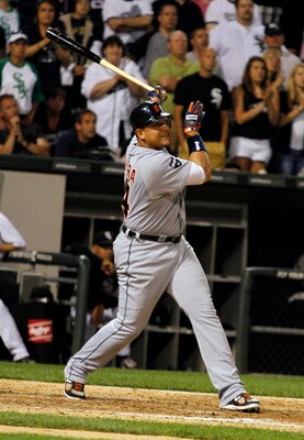 CHICAGO, IL - JUNE 04:  Miguel Cabrera #24 of the Detroit Tigers hits a home run against the Chicago White Sox on June 4, 2011 at U.S. Cellular Field in Chicago, Illinois. (Photo by Tasos Katopodis/Getty Images)