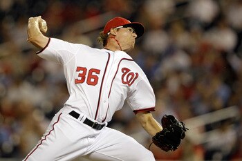 WASHINGTON, DC - MAY 31:  Pitcher Tyler Clippard #36 of the Washington Nationals delivers to a Philadelphia Phillies batter at Nationals Park on May 31, 2011 in Washington, DC. The Braves won 2-0. (Photo by Rob Carr/Getty Images)