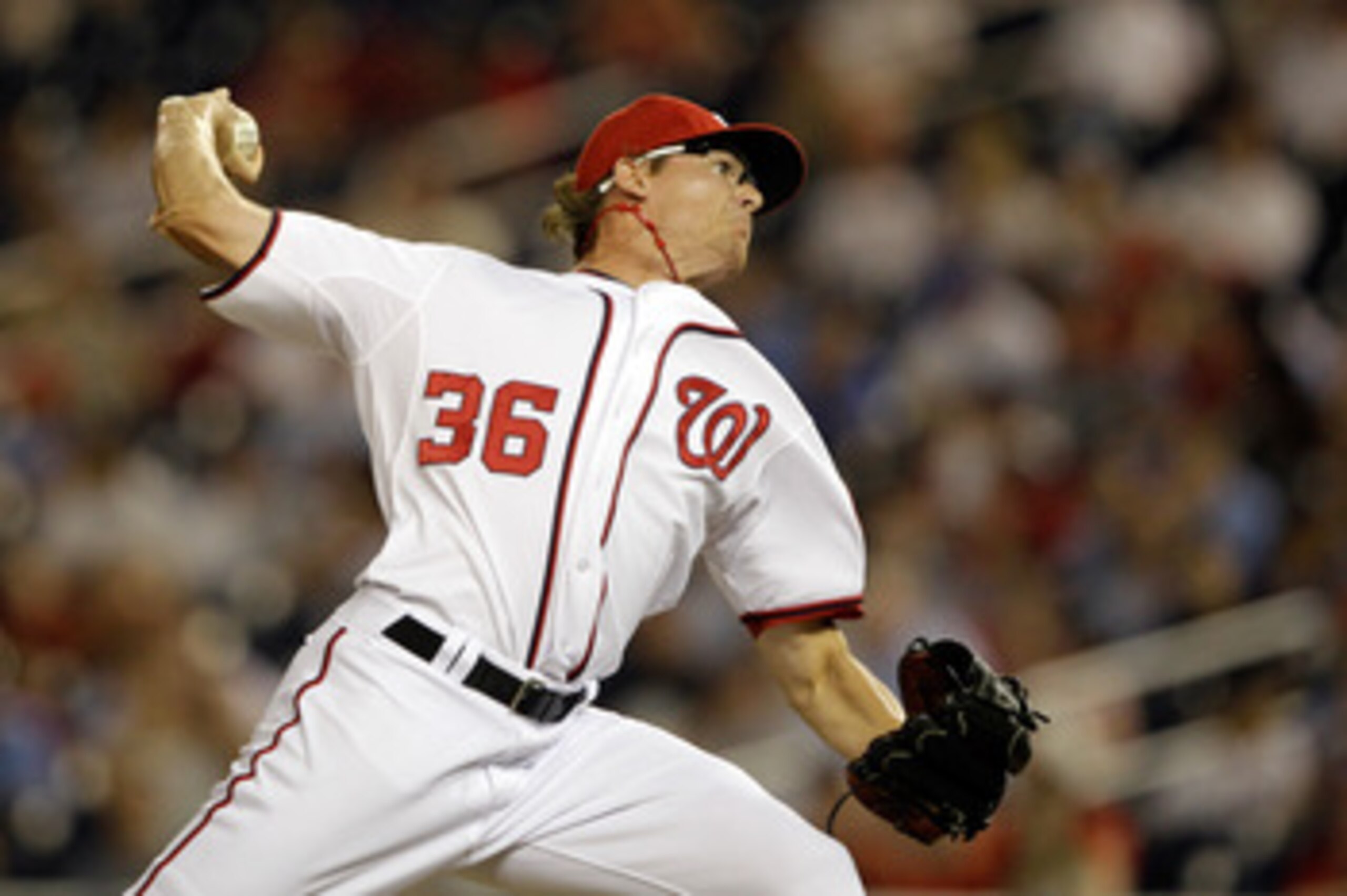 WASHINGTON, DC - MAY 31:  Pitcher Tyler Clippard #36 of the Washington Nationals delivers to a Philadelphia Phillies batter at Nationals Park on May 31, 2011 in Washington, DC. The Braves won 2-0. (Photo by Rob Carr/Getty Images)