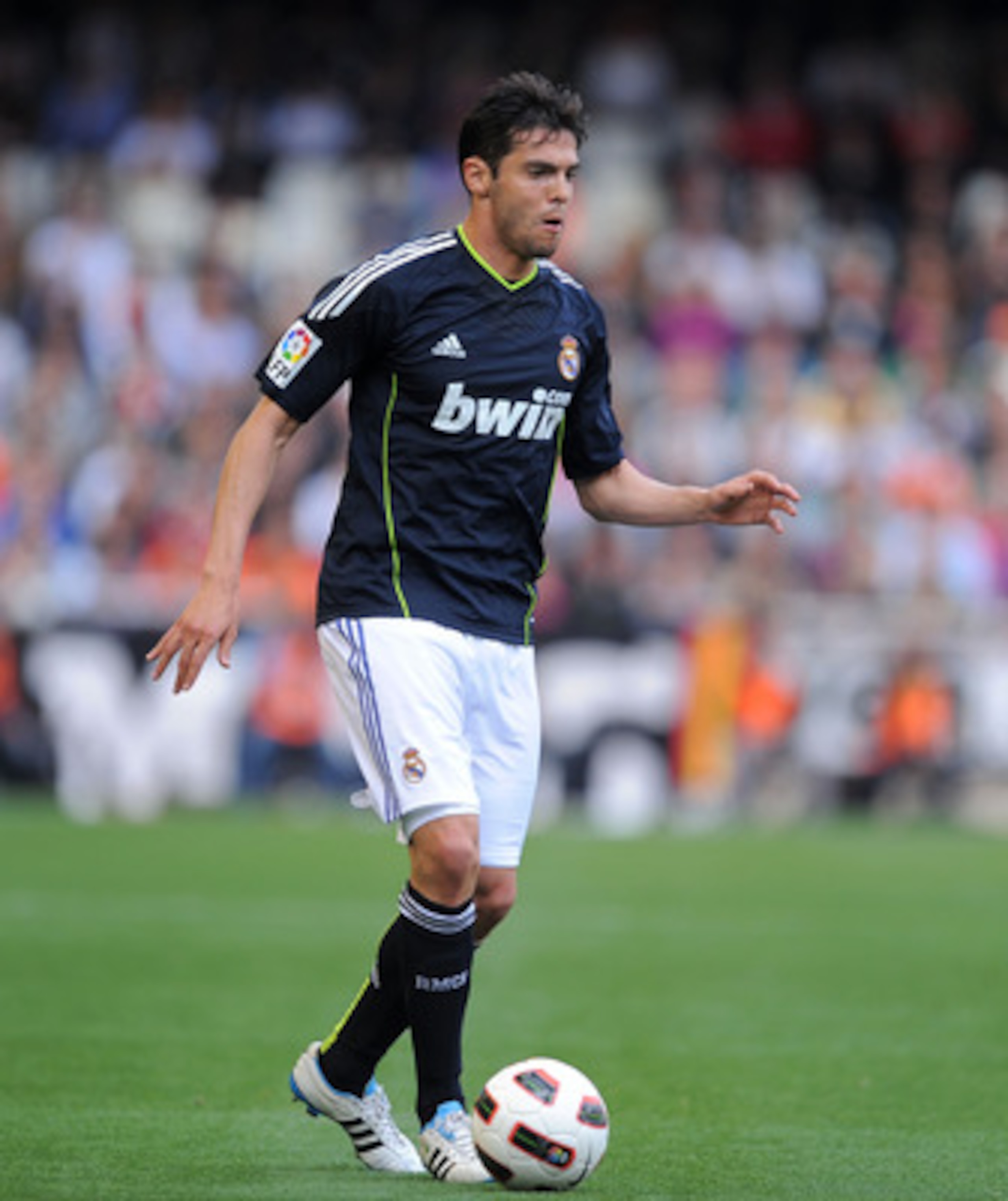 VALENCIA, SPAIN - APRIL 23:  Kaka of Real Madrid celebrates in action during the La Liga match between Valencia and Real Madrid at Estadio Mestalla on April 23, 2011 in Valencia, Spain.  (Photo by Denis Doyle/Getty Images)