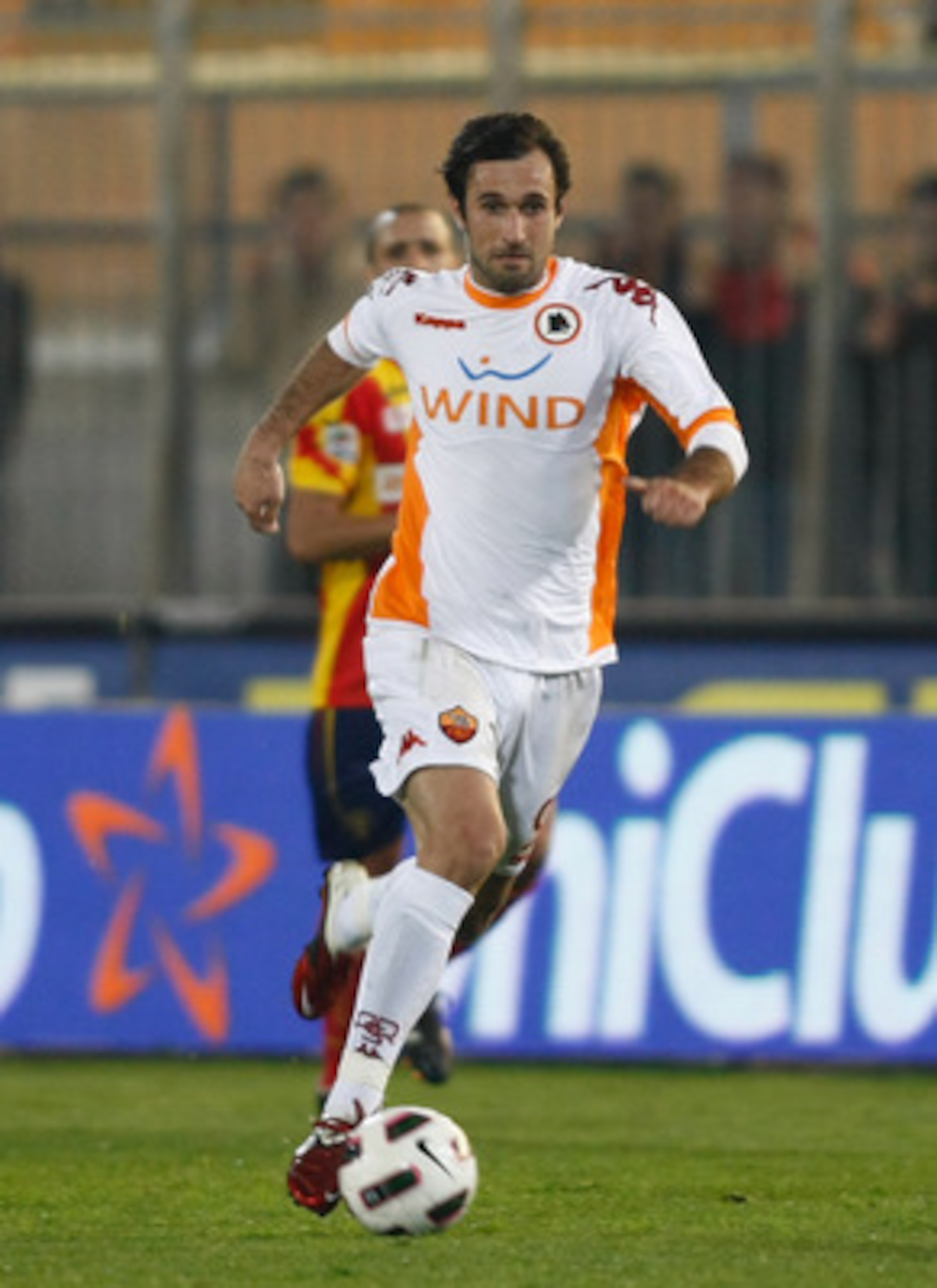 LECCE, ITALY - MARCH 04:  Mirko Vucinic of Roma during the Serie A match between US Lecce and AS Roma at Stadio Via del Mare on March 4, 2011 in Lecce, Italy.  (Photo by Maurizio Lagana/Getty Images)