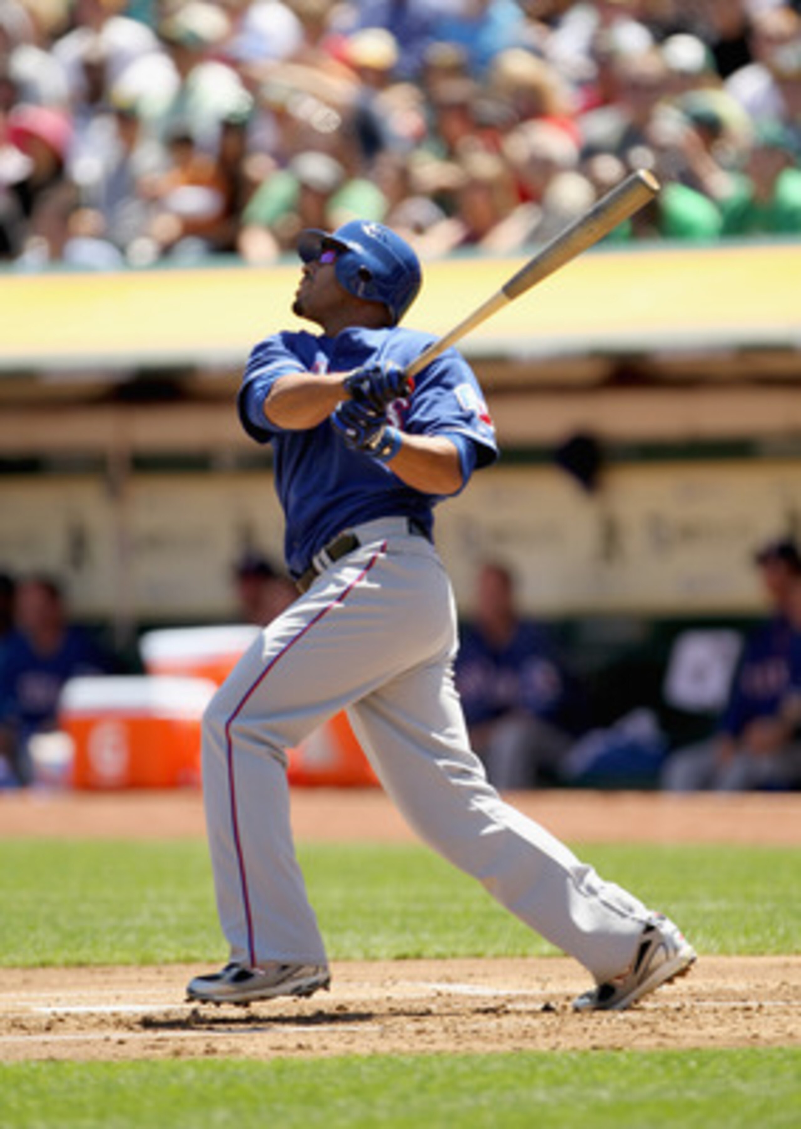 OAKLAND, CA - APRIL 30: Nelson Cruz #17 of the Texas Rangers in action during their game against the Oakland Athletics at Oakland-Alameda County Coliseum on April 30, 2011 in Oakland, California. (Photo by Ezra Shaw/Getty Images) OAKLAND, CA - APRIL 30: Nelson Cruz #17 of the Texas Rangers in action during their game against the Oakland Athletics at Oakland-Alameda County Coliseum on April 30, 2011 in Oakland, California. (Photo by Ezra Shaw/Getty Images)