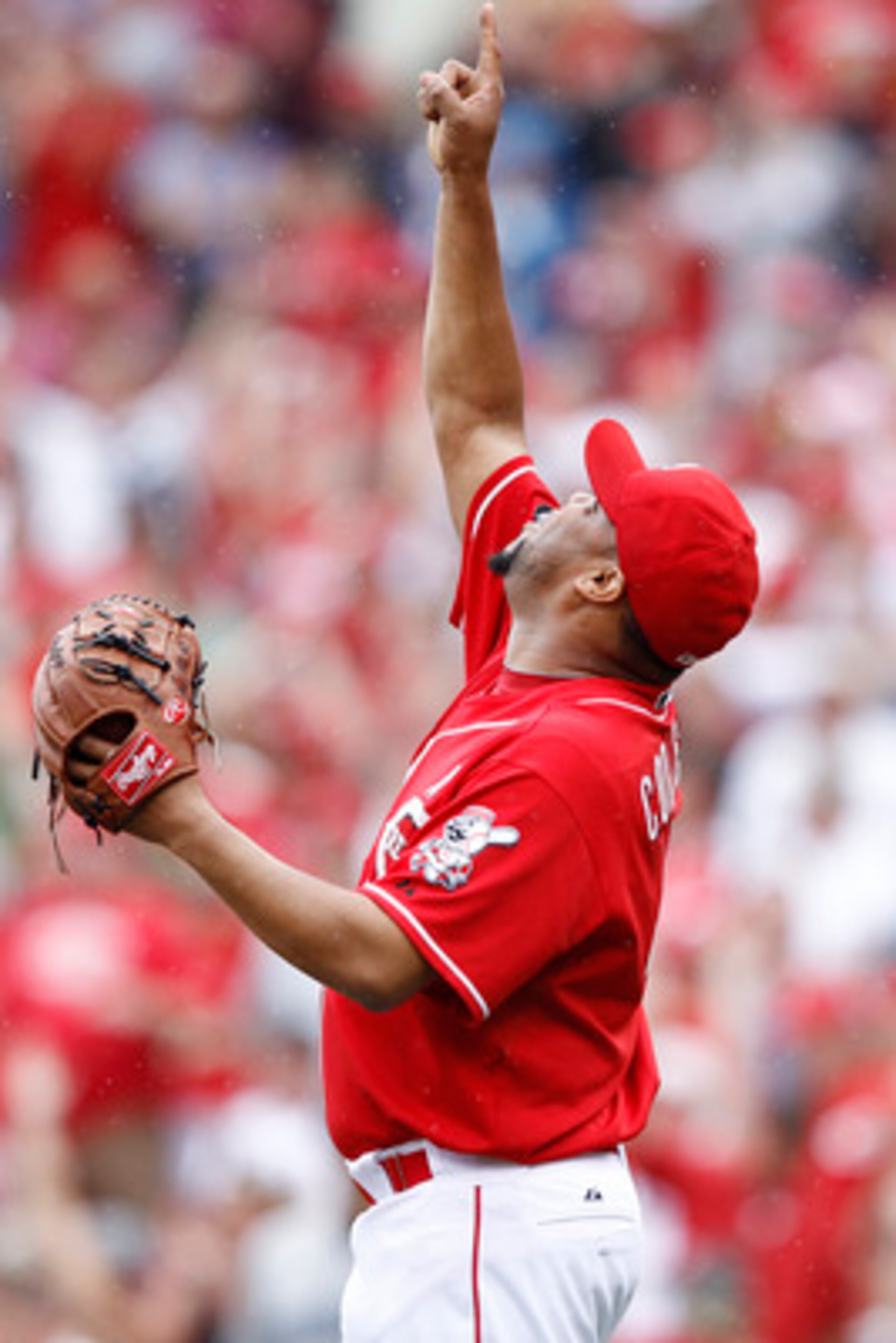 CINCINNATI, OH - JUNE 19: Francisco Cordero #48 of the Cincinnati Reds celebrates after pitching the final out in the ninth inning against the Toronto Blue Jays at Great American Ball Park on June 19, 2011 in Cincinnati, Ohio. The Reds defeated the Blue J