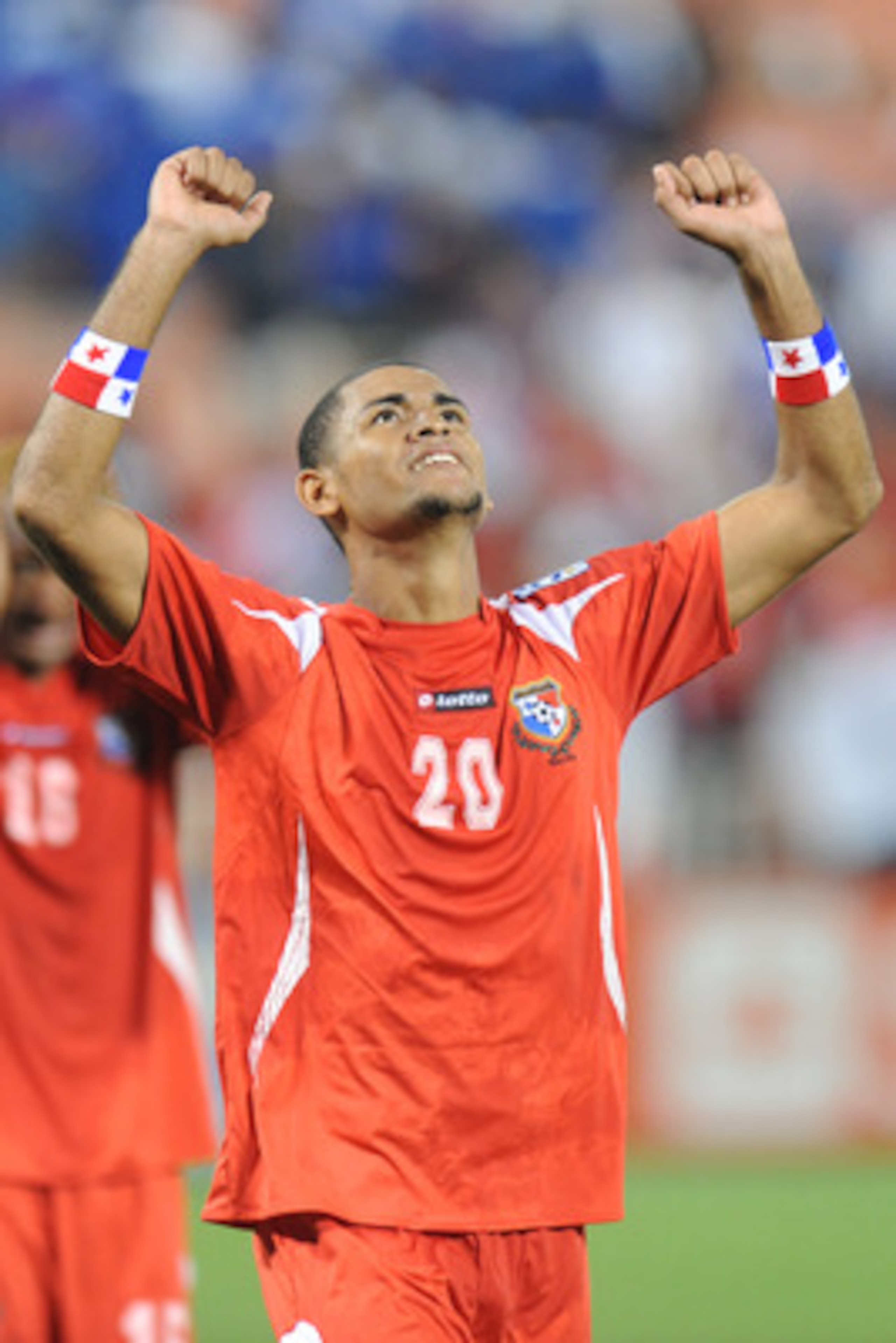 WASHINGTON, DC - JUNE 19:  Anibal Godoy #20 of Panama celebrates their win against El Salvador during the 2011 Gold Cup Quarterfinals on June 19, 2011 at RFK Stadium in Washington, D.C.  Panama wins 5-3 in penalty kicks after playing to a 1-1 tie.  (Photo
