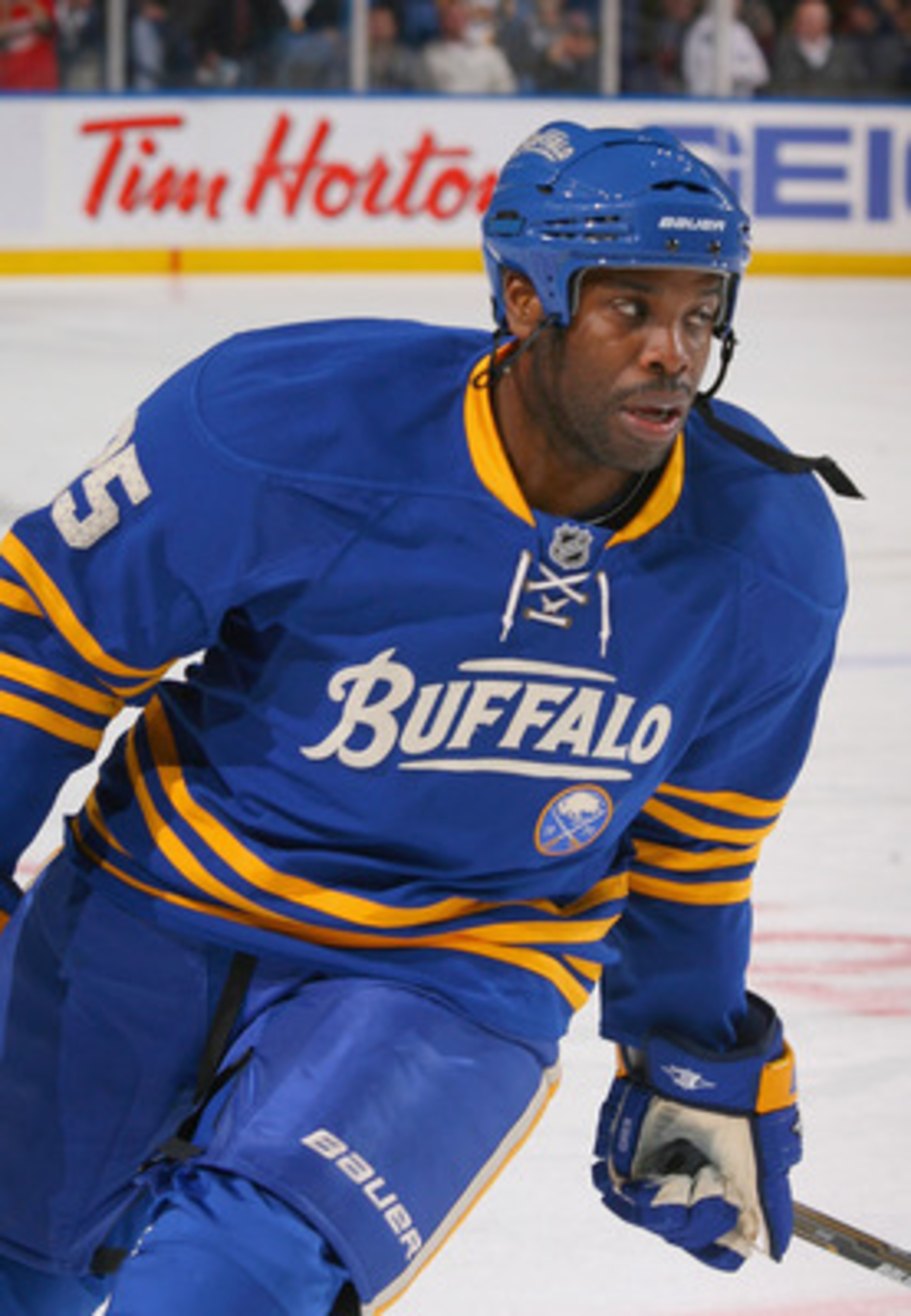 BUFFALO, NY - MARCH 15: Michael Grier #25 of the Buffalo Sabres warms up prior to play against the Carolina Hurricanes at HSBC Arena on March 15, 2011 in Buffalo, New York. Carolina won 1-0.  (Photo by Rick Stewart/Getty Images)