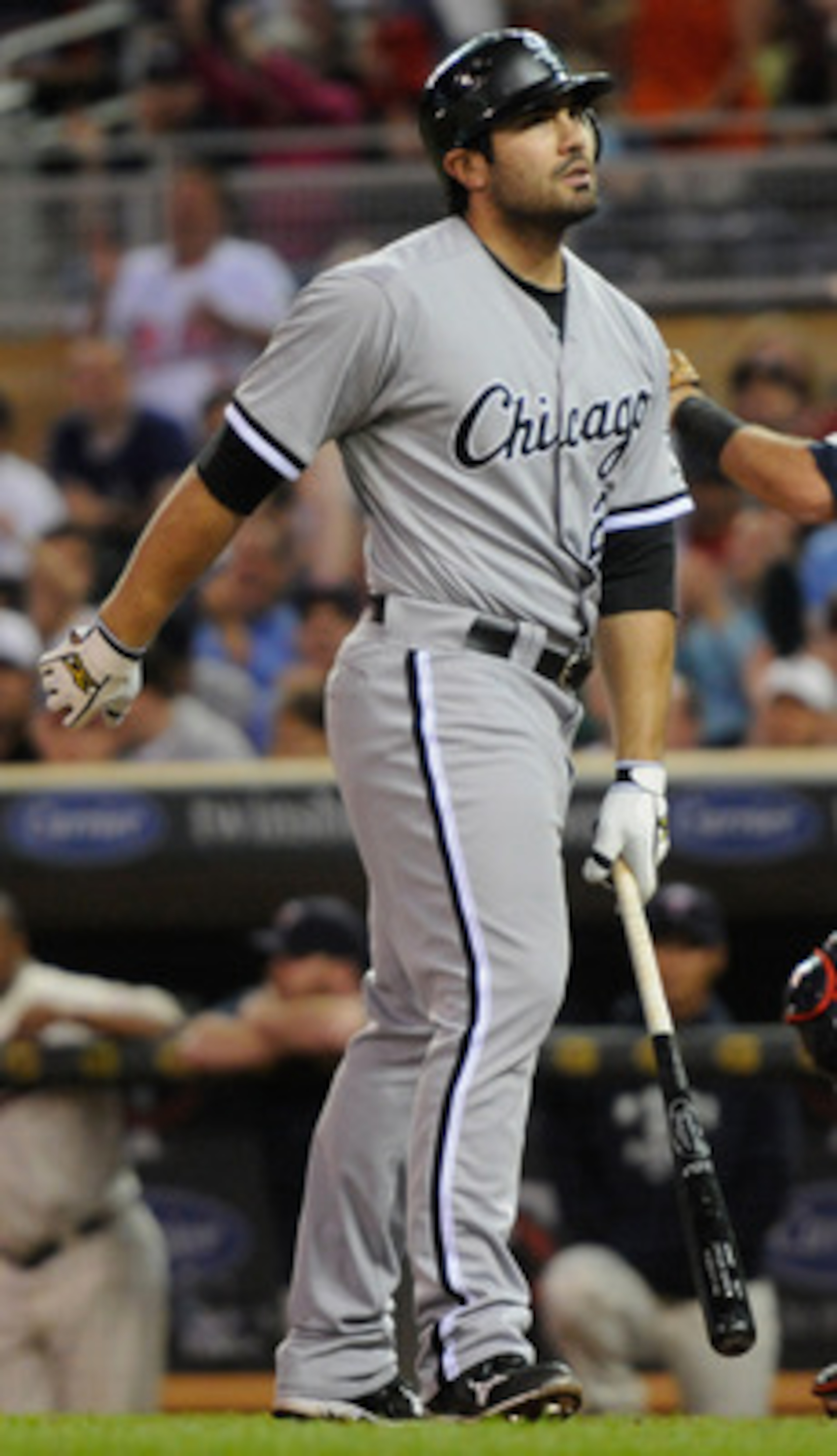 MINNEAPOLIS, MN - JUNE 15: Carlos Quentin #20 of the Chicago White Sox reacts to striking out against the Minnesota Twins during the ninth inning on June 15, 2011 at Target Field in Minneapolis, Minnesota. The Twins defeated the White Sox 4-1. (Photo by H
