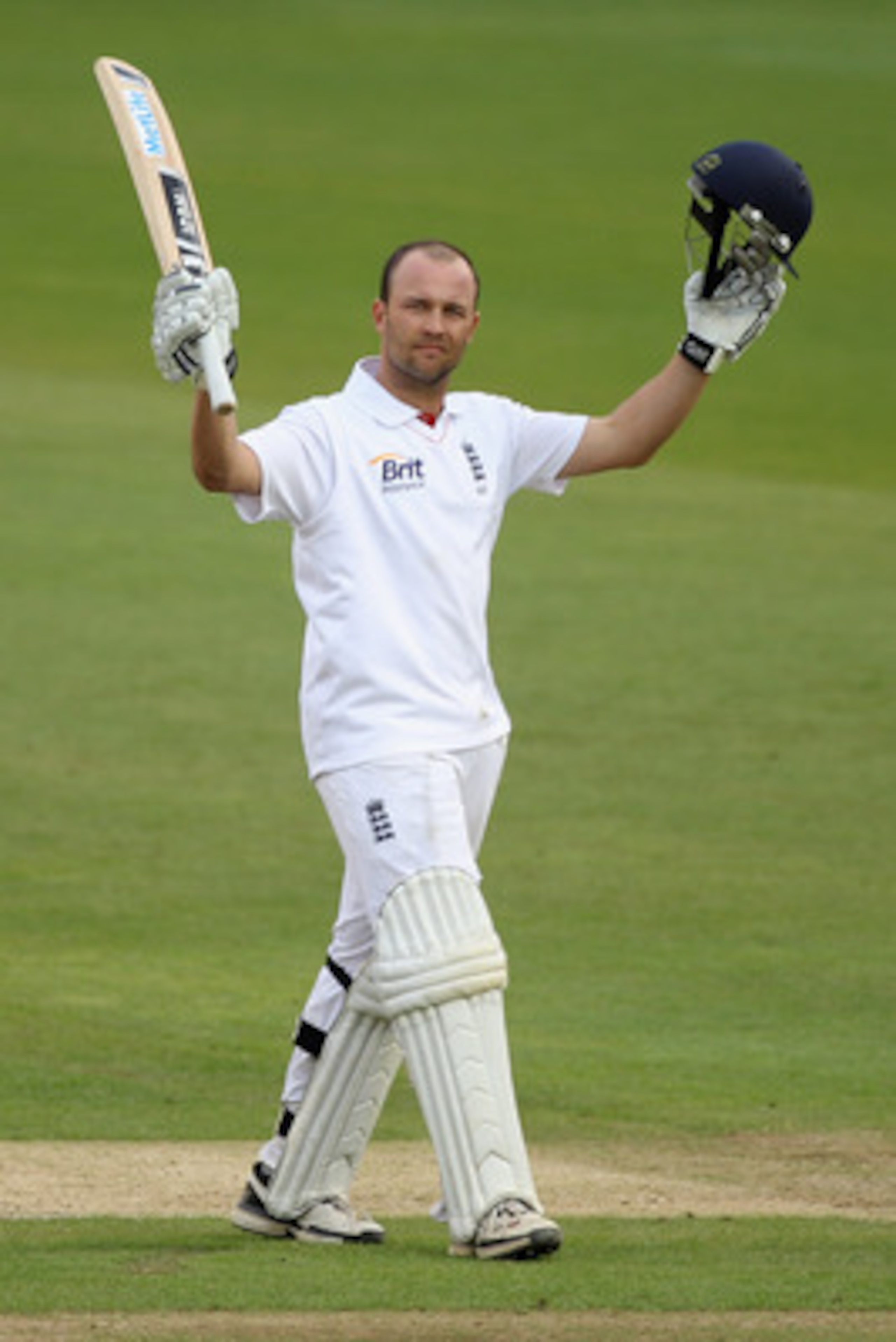 CARDIFF, WALES - MAY 29: Jonathan Trott of England celebrates reaching his double century during day four of the 1st npower test match between England and Sri Lanka at the Swalec Stadium on May 29, 2011 in Cardiff, Wales.  (Photo by Michael Steele/Getty I