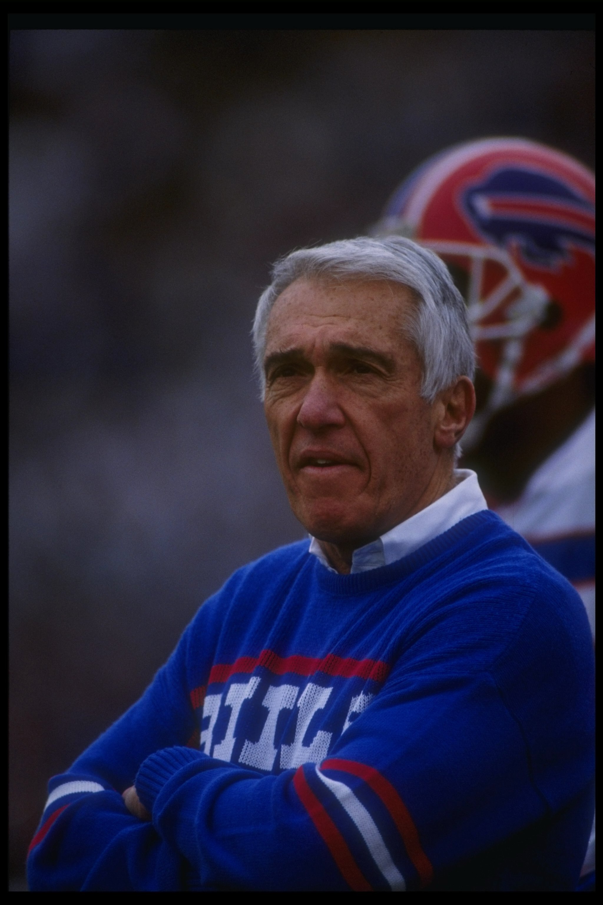 8 Dec 1991:  Buffalo Bills head coach Marv Levy looks on during a game against the Los Angeles Raiders at Rich Stadium in Orchard Park, New York.  The Bills won the game, 30-27. Mandatory Credit: Ken Levine  /Allsport