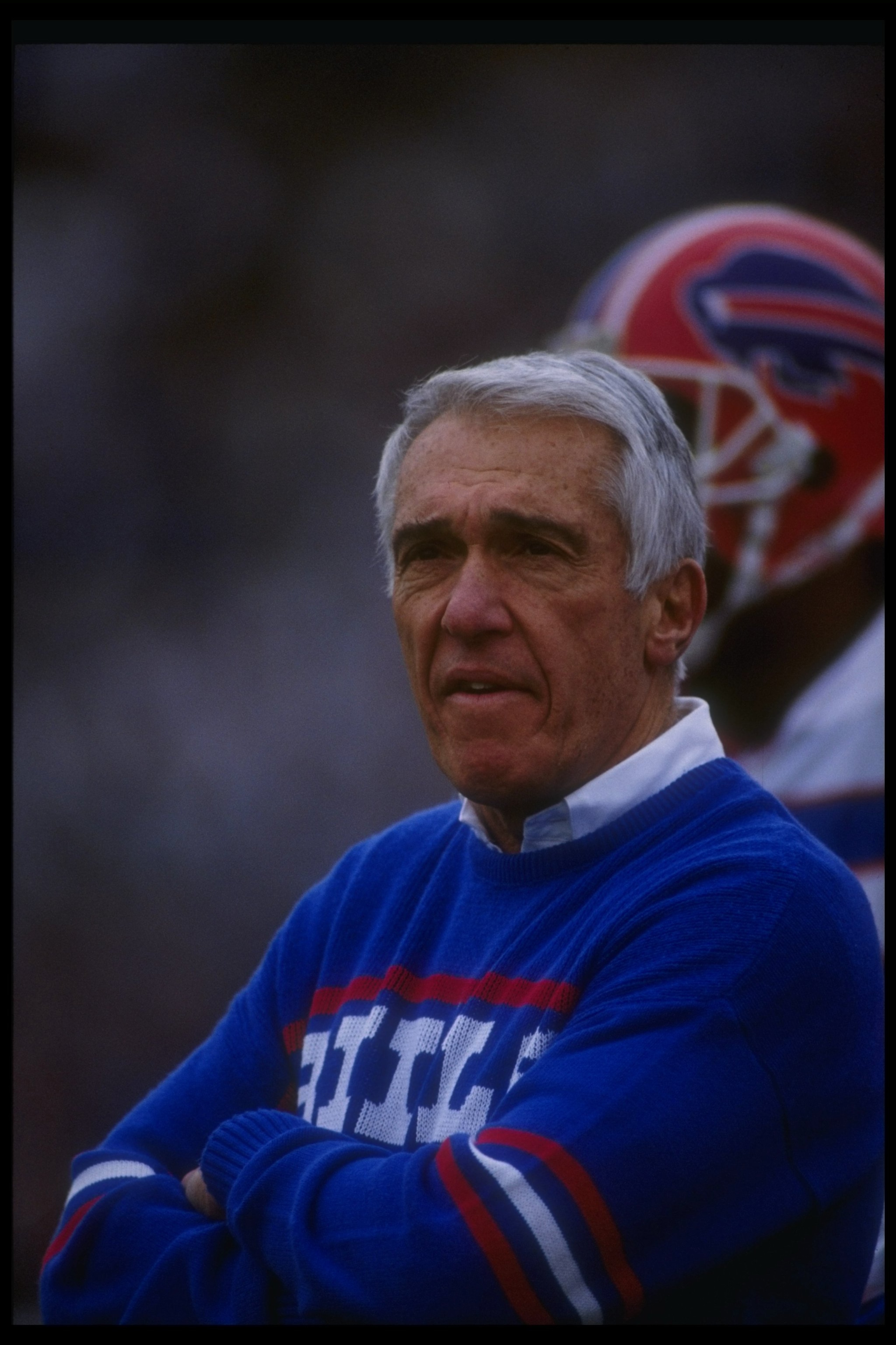 8 Dec 1991:  Buffalo Bills head coach Marv Levy looks on during a game against the Los Angeles Raiders at Rich Stadium in Orchard Park, New York.  The Bills won the game, 30-27. Mandatory Credit: Ken Levine  /Allsport